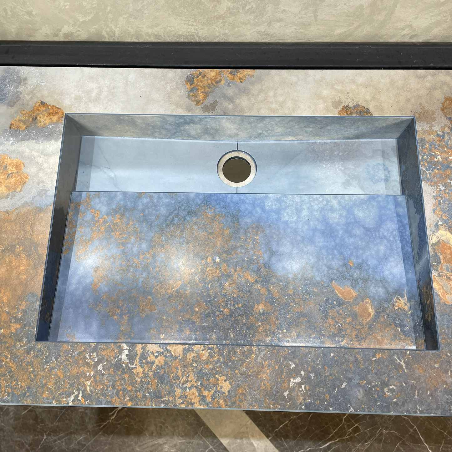 Handmade Thunderstorm Porcelain Sink: Marble Look, Custom Bathroom Vanity (ES-39)
