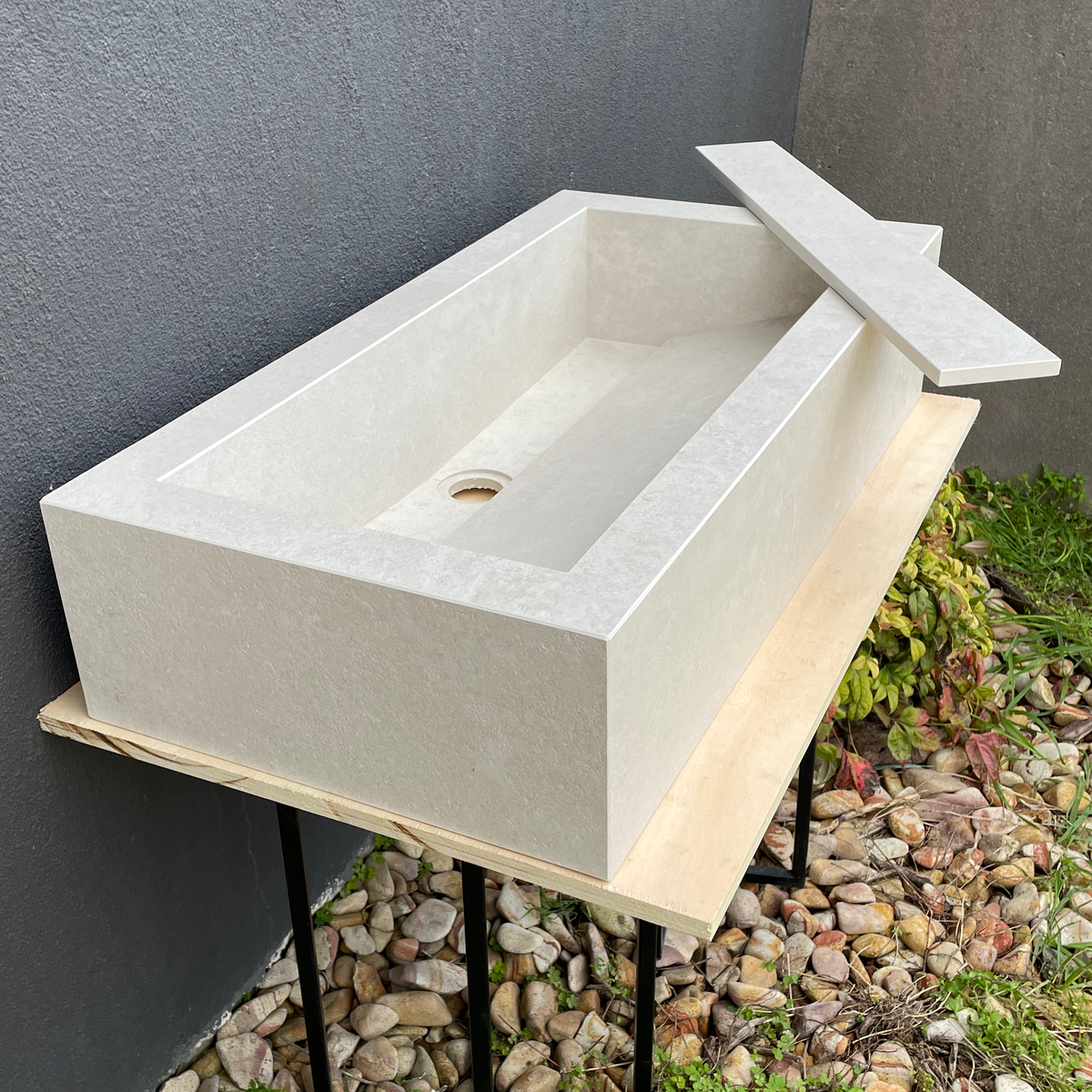 Handmade Infinity Chianca Di Ostuni Porcelain Sink: Marble Look, Custom Bathroom Vanity (ES-047)