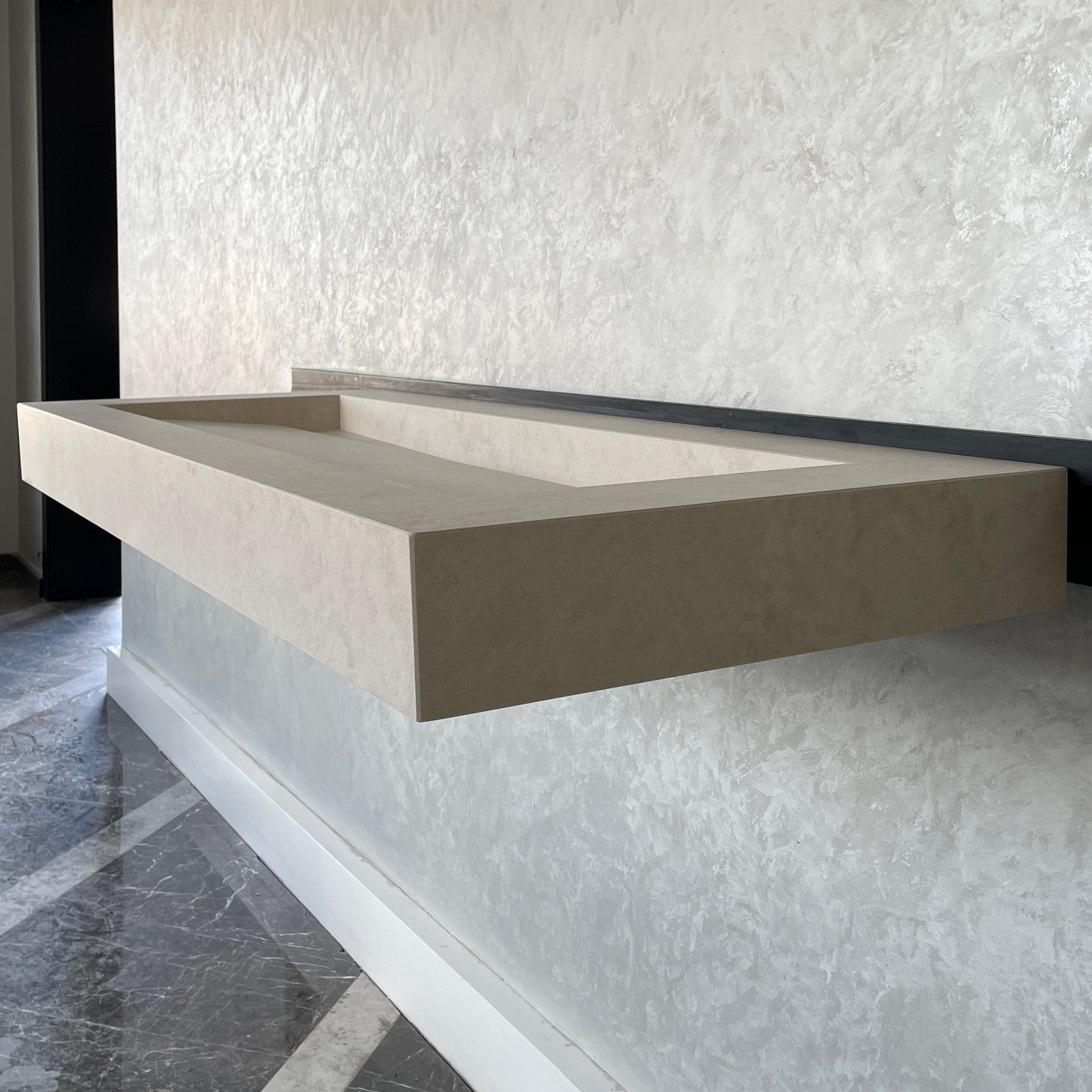 Handmade Infinity Chianca Di Ostuni Porcelain Sink: Marble Look, Custom Bathroom Vanity (ES-49)