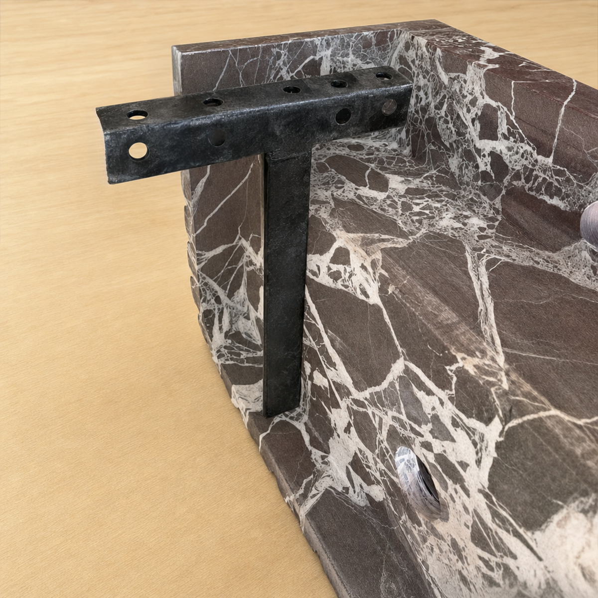 Hand Carved Custom Fluted Rosso Levanto Marble Sink (NS-030)