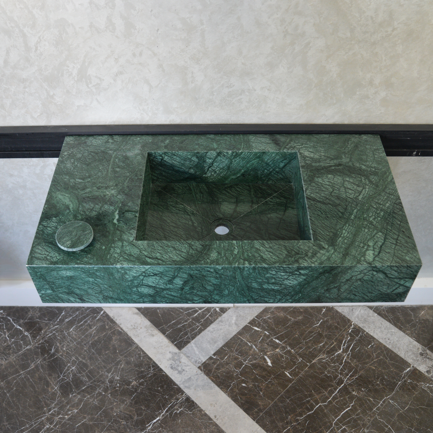 HANDCRAFTED VERDE GUATEMALA CUSTOM MARBLE SINK (NS-066)