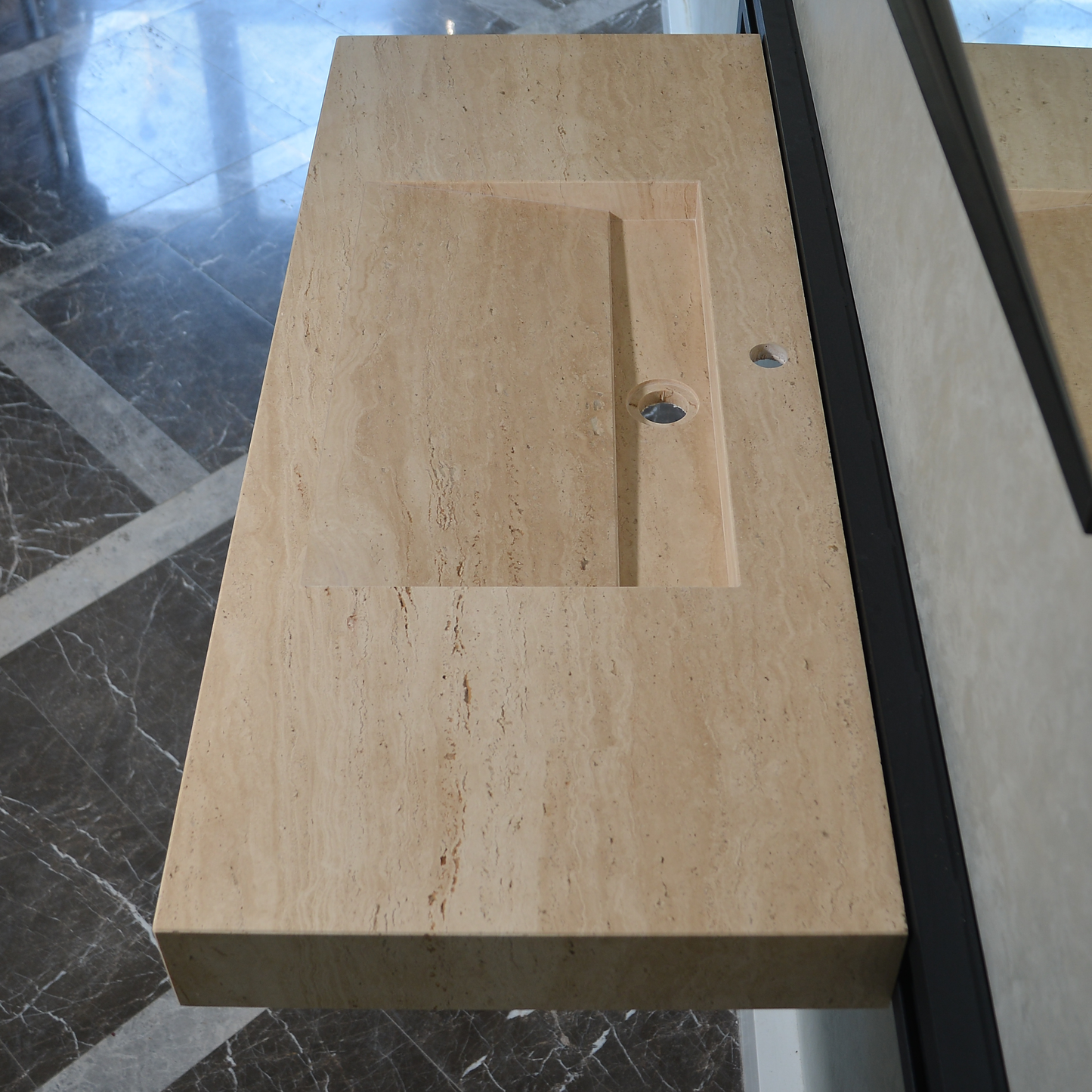 Handmade Custom Travertine Sink (TR-059)