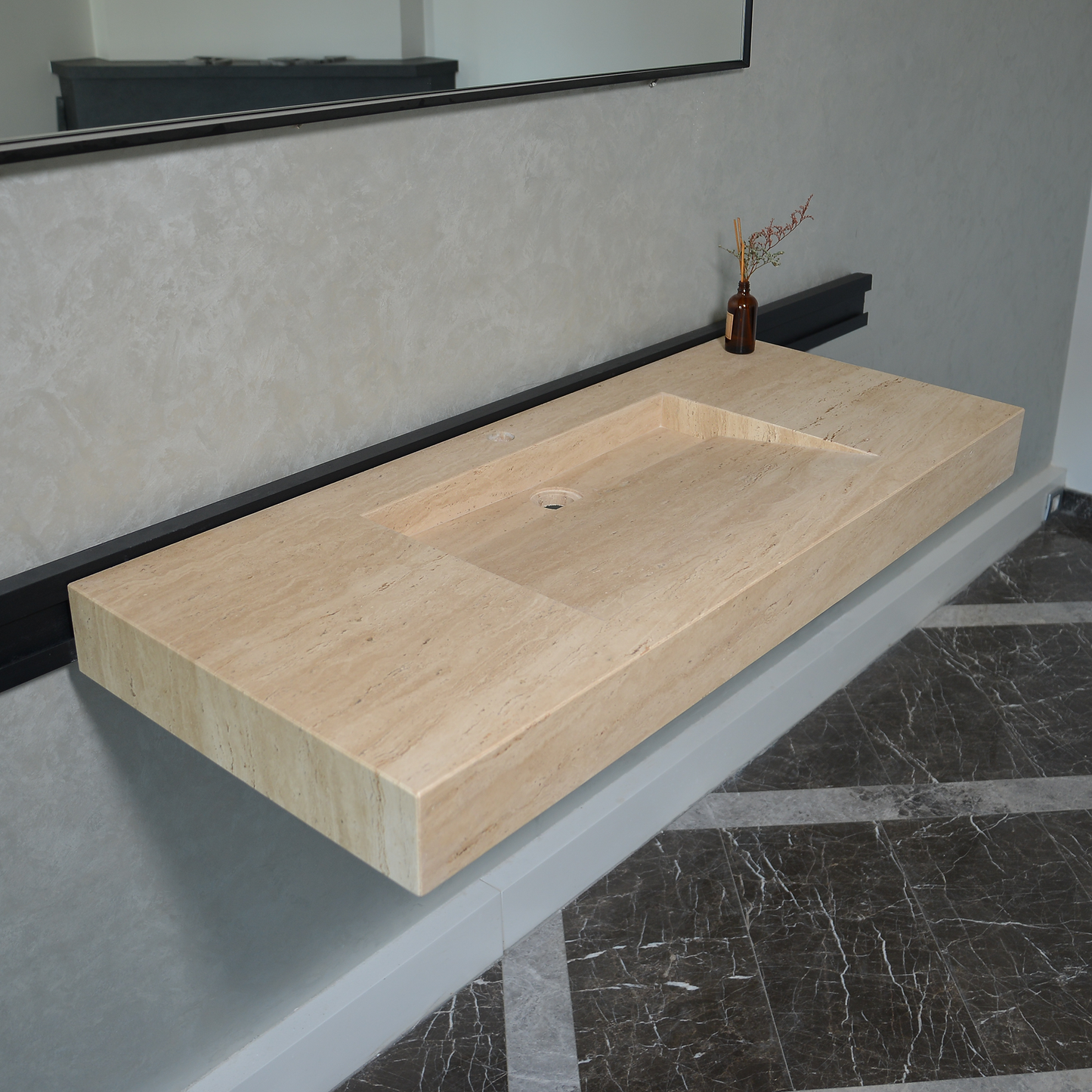 Handmade Custom Travertine Sink (TR-059)