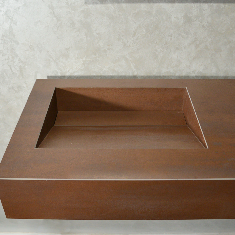 CUSTOM INFINITY – METAL CORTEN ENGINEERED PORCELAIN DOUBLE SINK (ES-083)