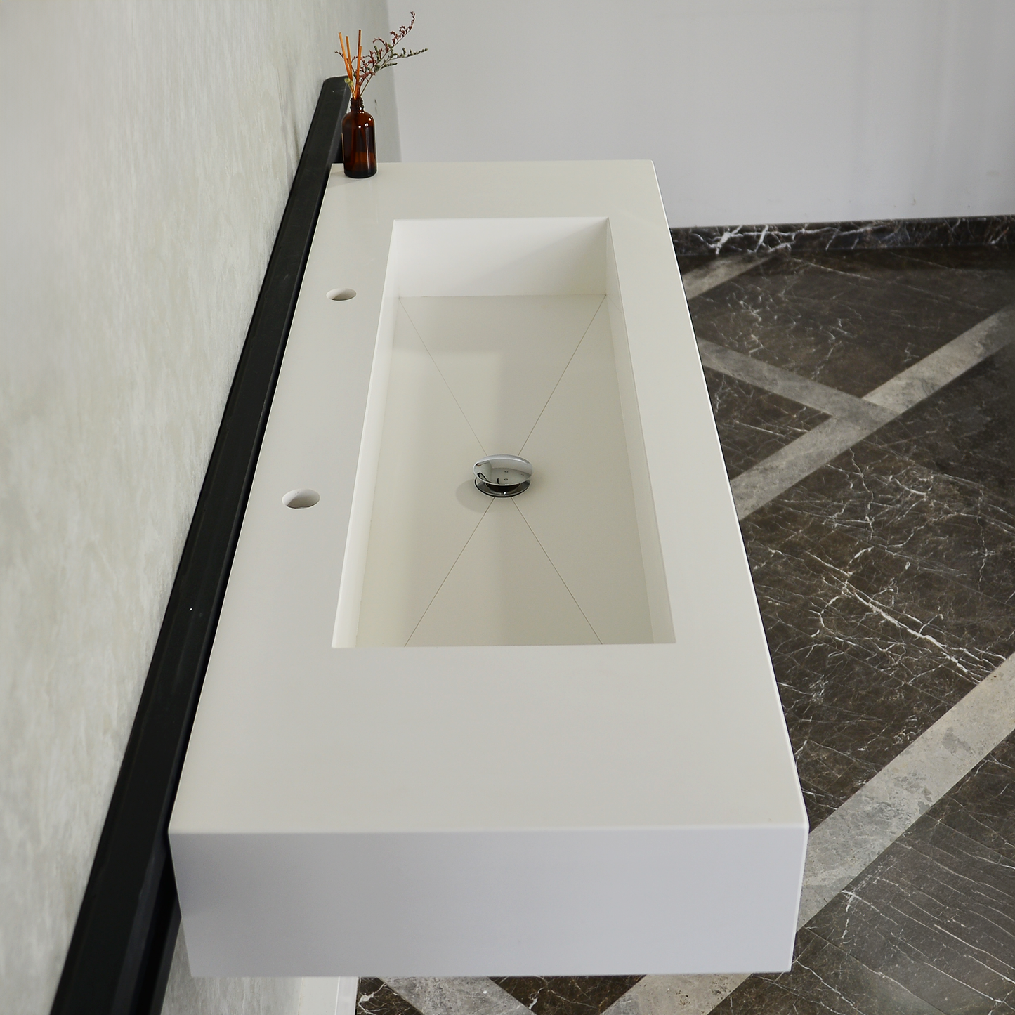 CUSTOM WHITE QUARTZ TROUGH SINK (QU-077)