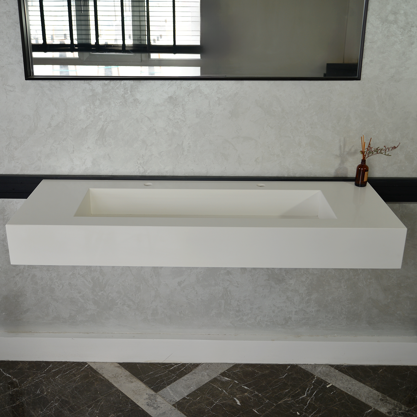 CUSTOM WHITE QUARTZ TROUGH SINK (QU-077)