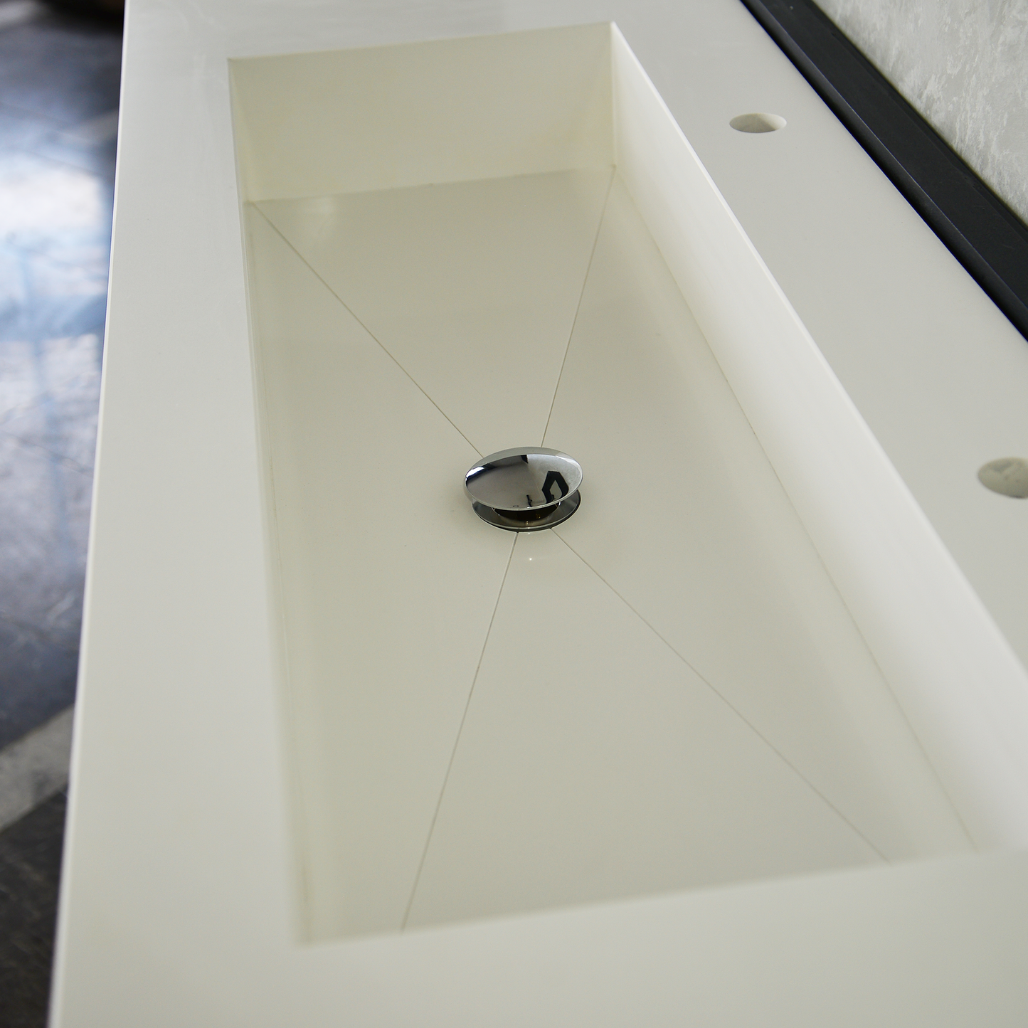 CUSTOM WHITE QUARTZ TROUGH SINK (QU-077)