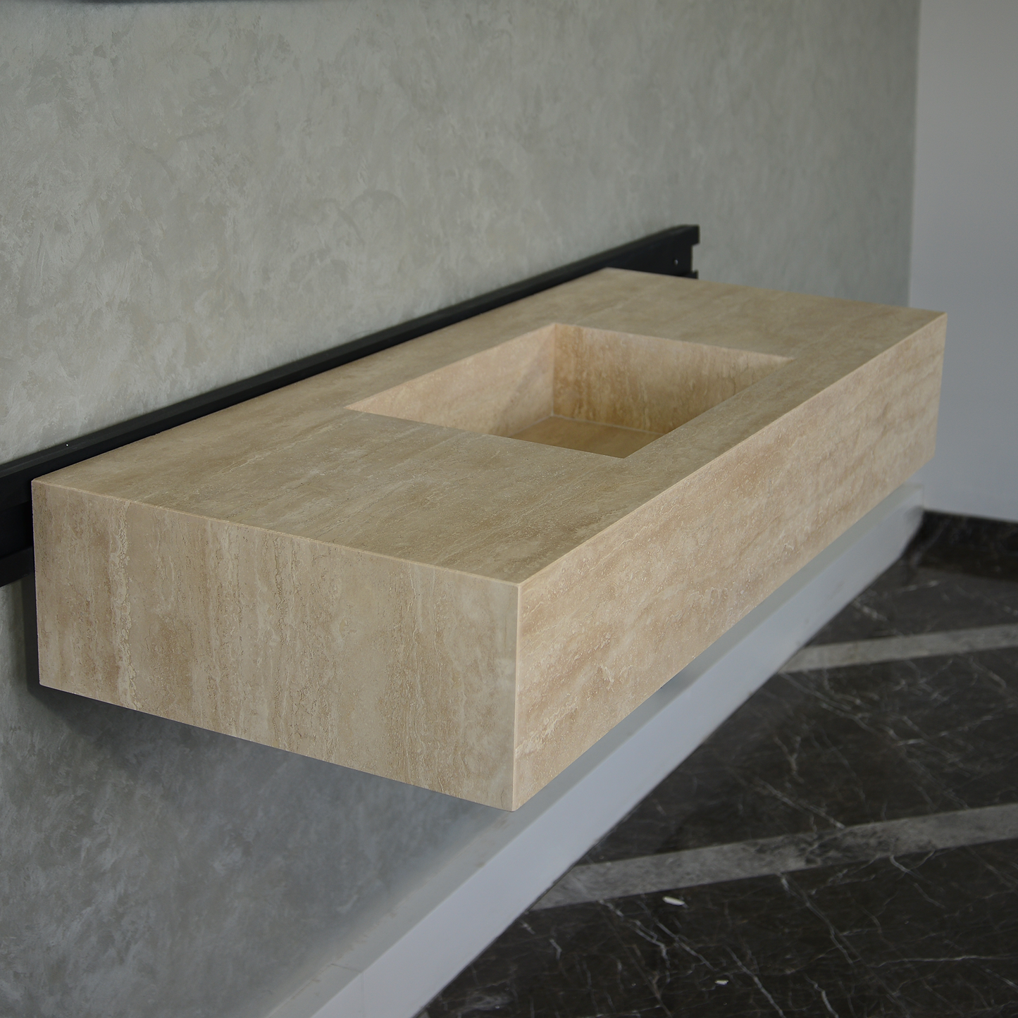 HANDCRAFTED CUSTOM TRAVERTINE SINK (TR-095)