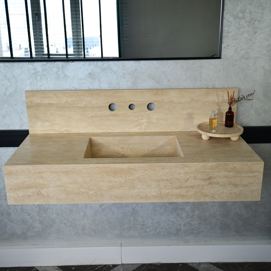 HANDCRAFTED CUSTOM TRAVERTINE SINK