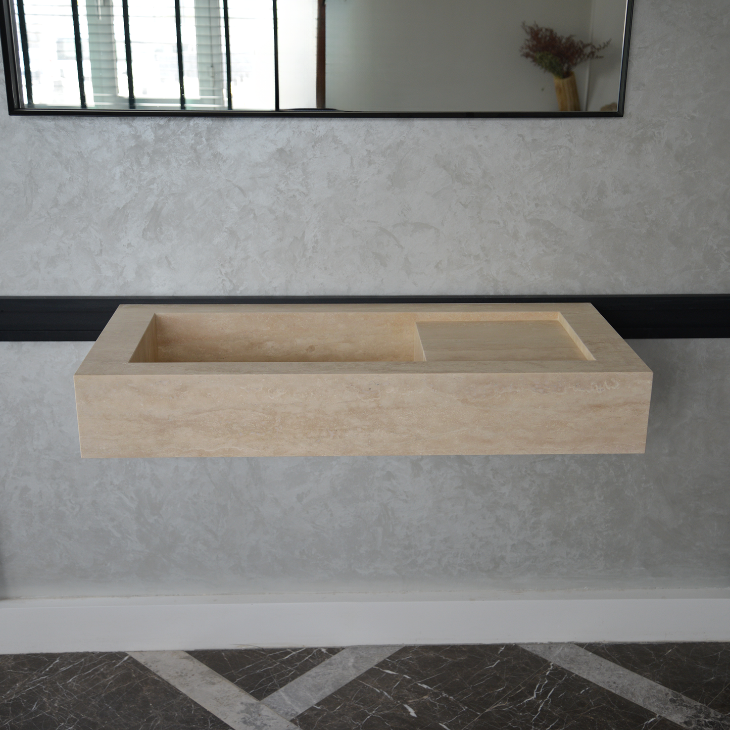 HANDCRAFTED CUSTOM TRAVERTINE SINK (TR-060)