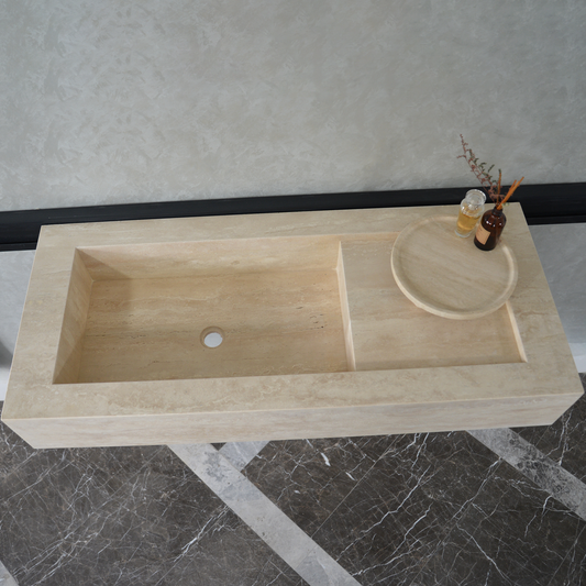 HANDCRAFTED CUSTOM TRAVERTINE SINK (TR-060)