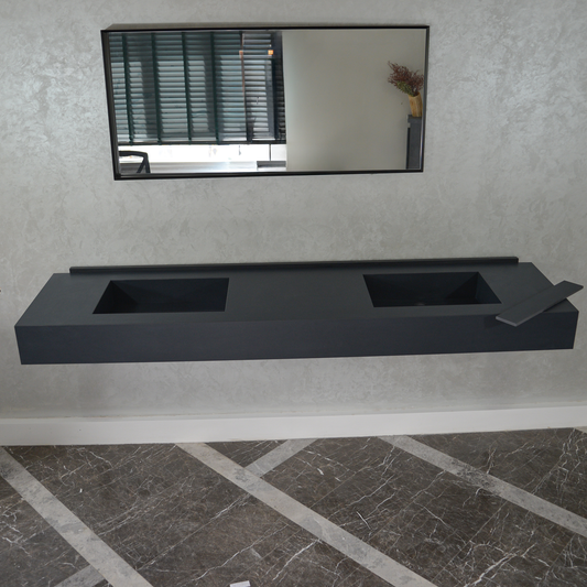 HANDCRAFTED INFINITY TOTAL BLACK HIGH ENGINEERED PORCELAIN DOUBLE SINK (ES-093)