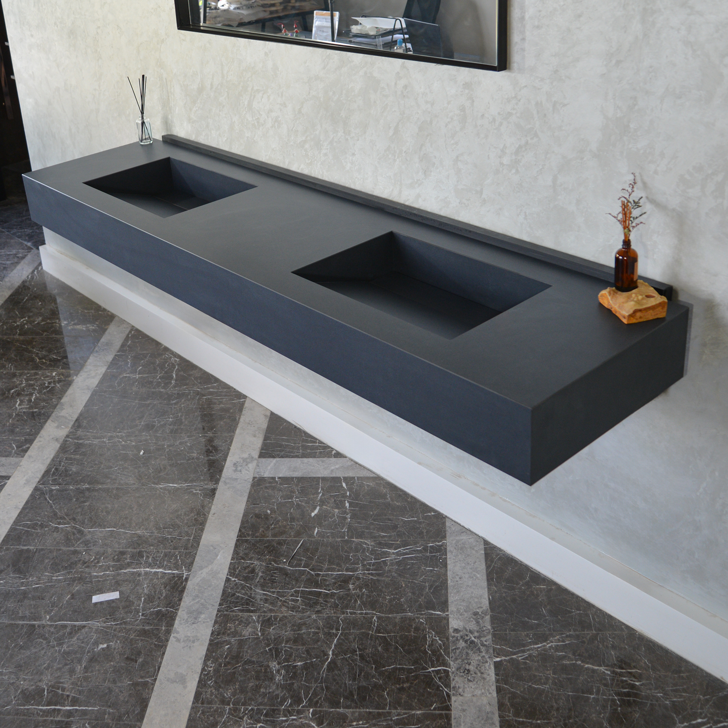 HANDCRAFTED INFINITY TOTAL BLACK HIGH ENGINEERED PORCELAIN DOUBLE SINK (ES-093)