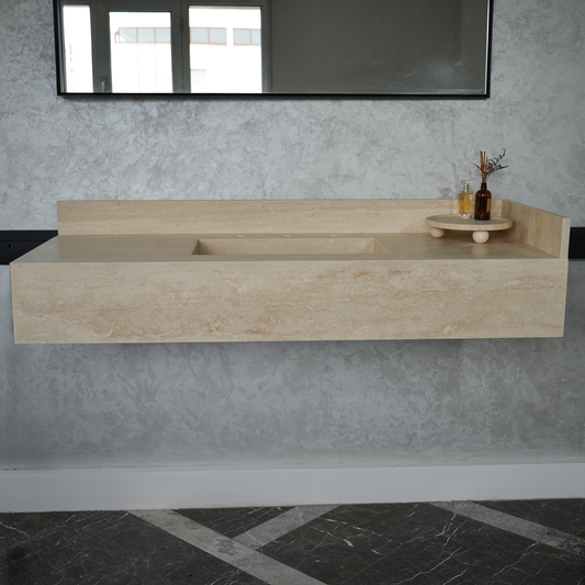 HANDCRAFTED CUSTOM TRAVERTINE SINK (TR-092)