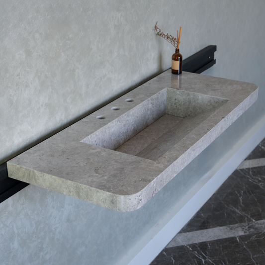 HANDCRAFTED CUSTOM TUNDRA GREY MARBLE SINK