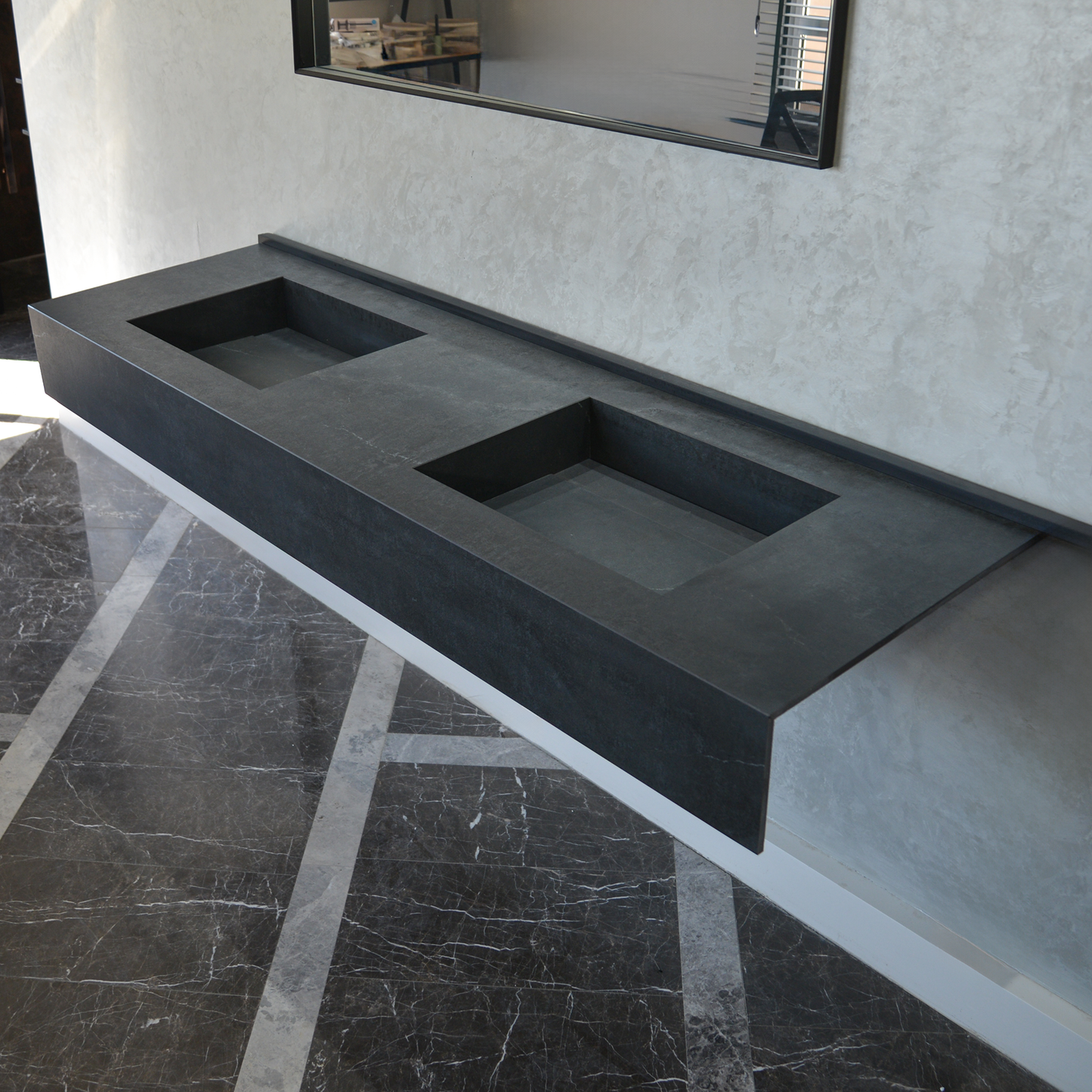 HANDCRAFTED DEKTON LAOS HIGH ENGINEERED PORCELAIN DOUBLE SINK (ES-109)