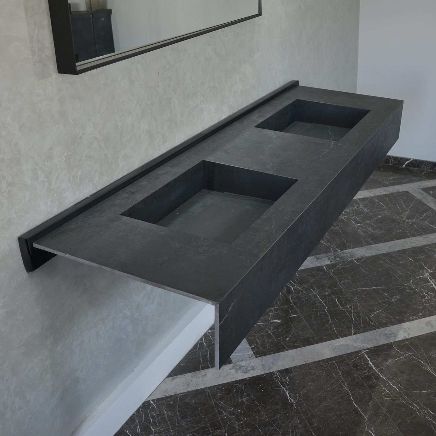 HANDCRAFTED DEKTON LAOS HIGH ENGINEERED PORCELAIN DOUBLE SINK (ES-109)