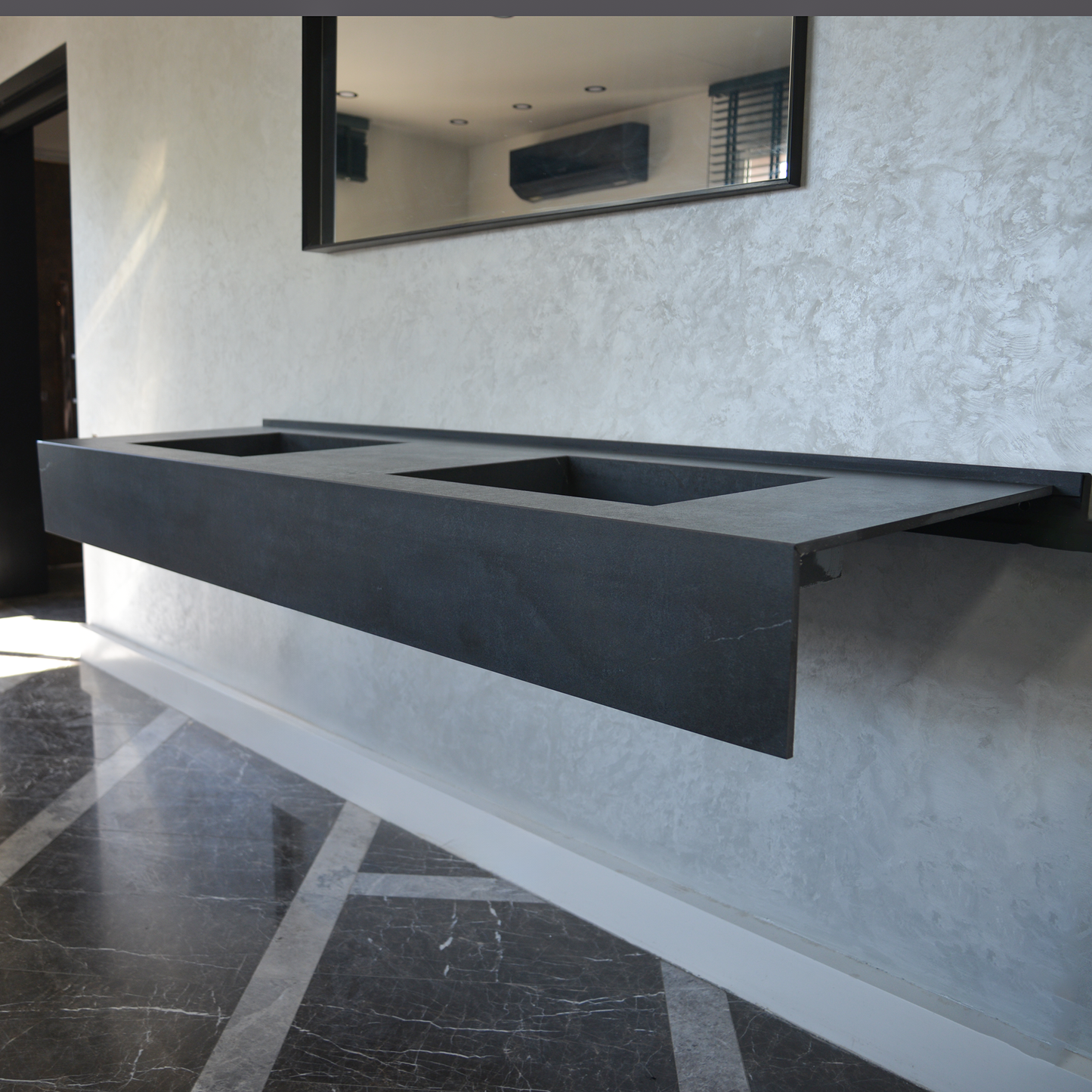 HANDCRAFTED DEKTON LAOS HIGH ENGINEERED PORCELAIN DOUBLE SINK (ES-109)