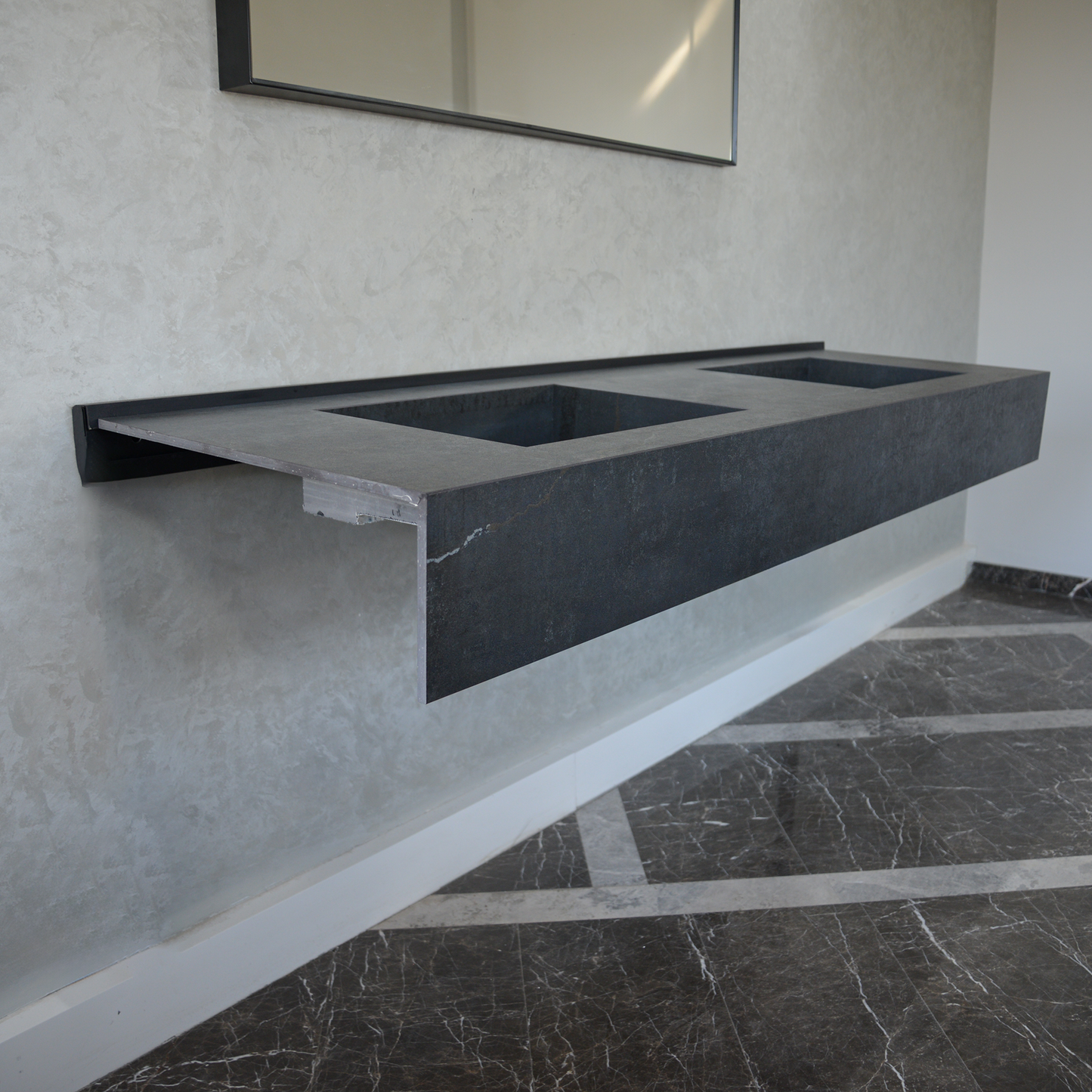 HANDCRAFTED DEKTON LAOS HIGH ENGINEERED PORCELAIN DOUBLE SINK (ES-109)