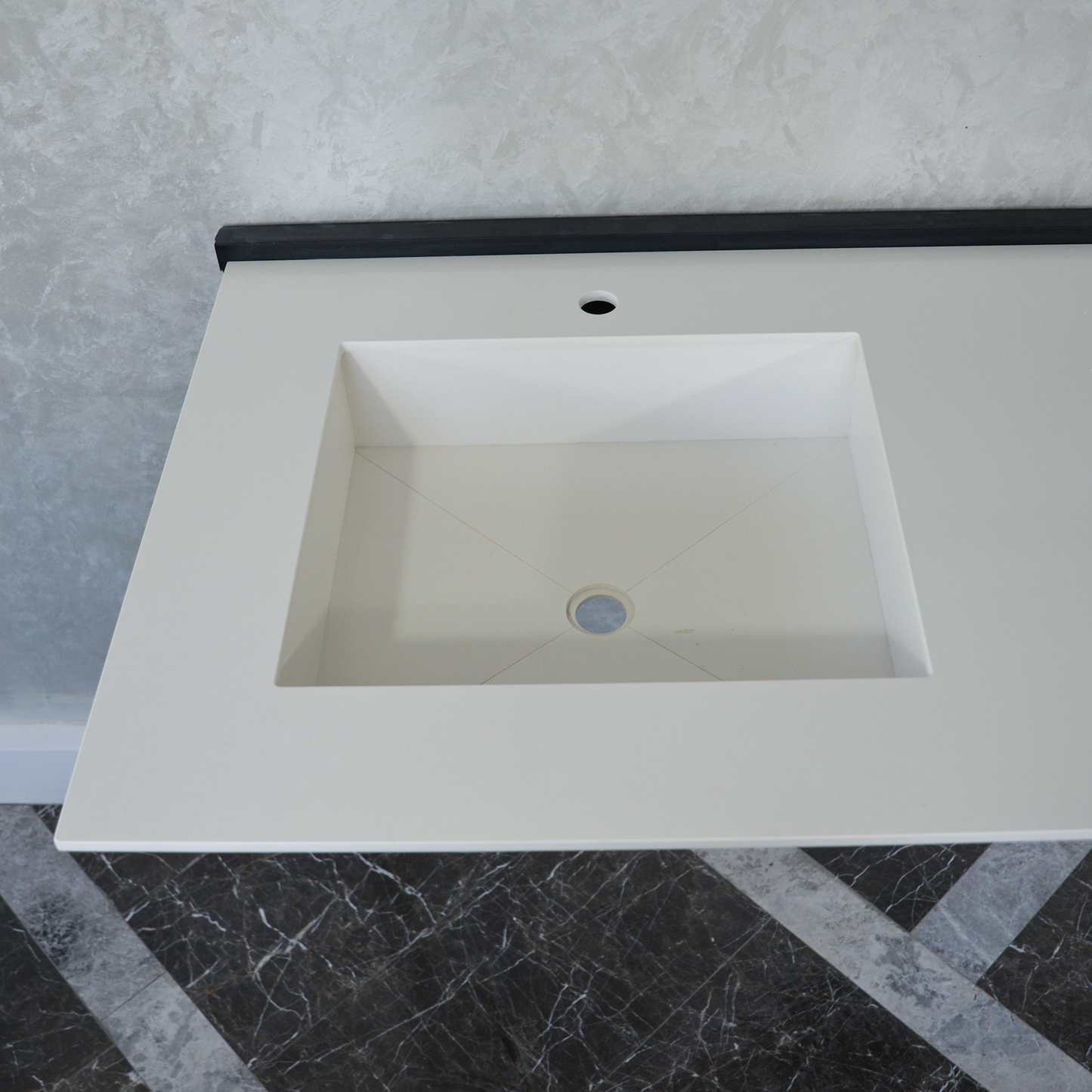 HANDCRAFTED CUSTOM WHITE QUARTZ DOUBLE SINK (QU-101)