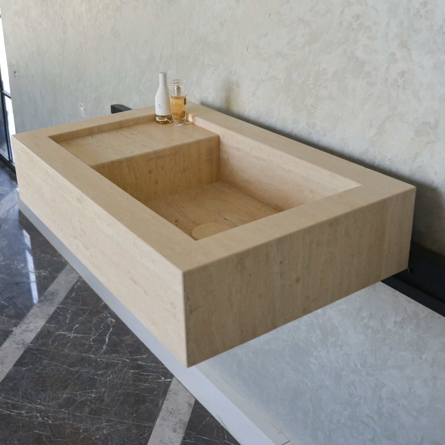 HANDCRAFTED CUSTOM TRAVERTINE SINK (TR-056)