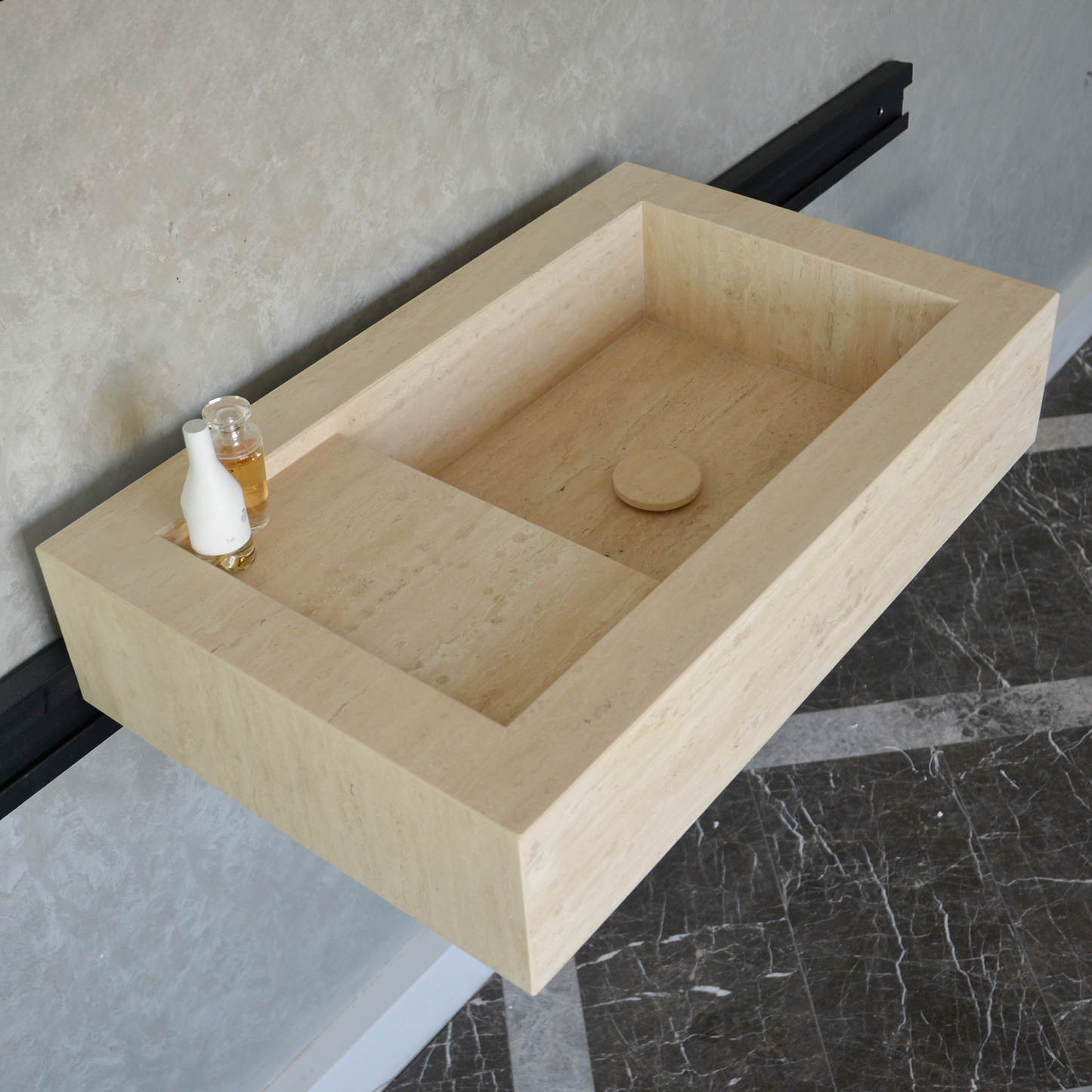 HANDCRAFTED CUSTOM TRAVERTINE SINK (TR-056)