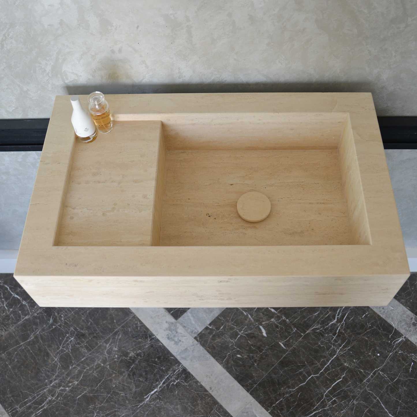 HANDCRAFTED CUSTOM TRAVERTINE SINK (TR-056)