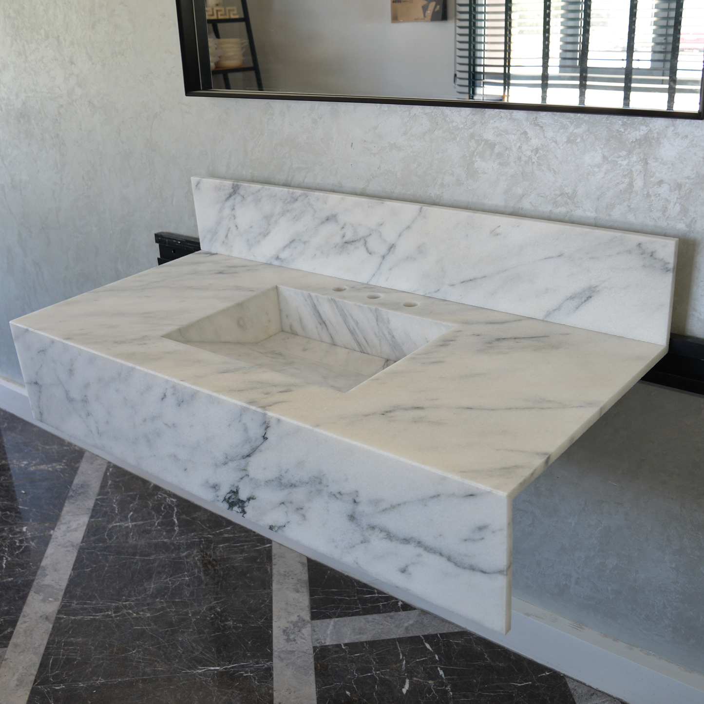 HANDCRAFTED CUSTOM CALACATTA MARBLE SINK (NS-108)