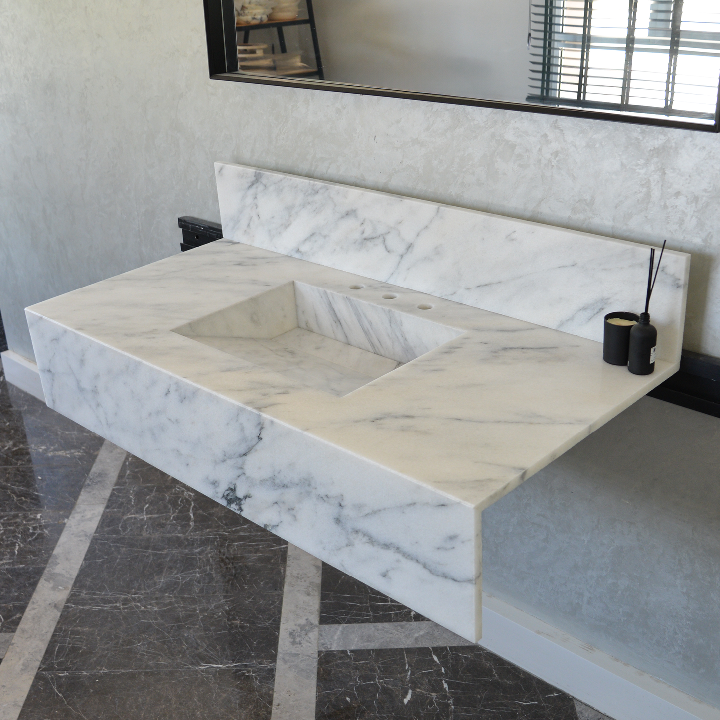 HANDCRAFTED CUSTOM CALACATTA MARBLE SINK (NS-108)