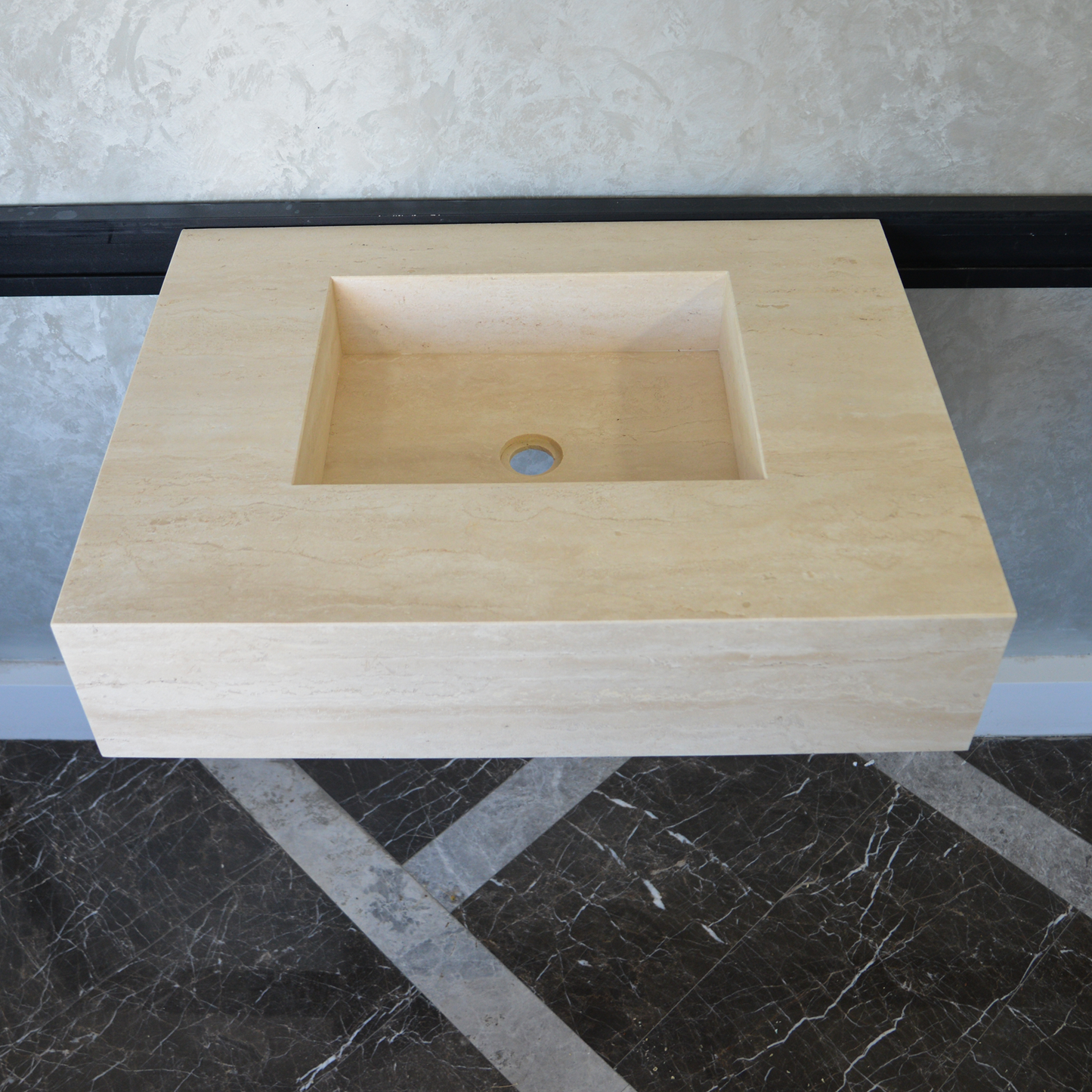 HANDCRAFTED CUSTOM TRAVERTINE SINK (TR-051)