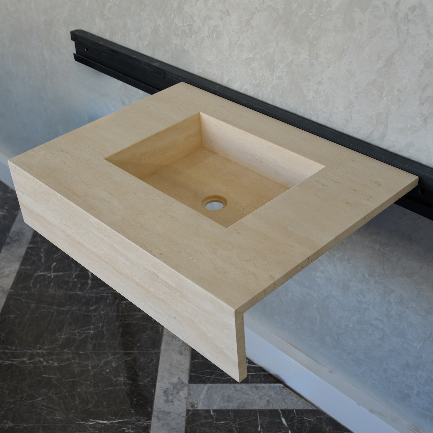 HANDCRAFTED CUSTOM TRAVERTINE SINK (TR-051)