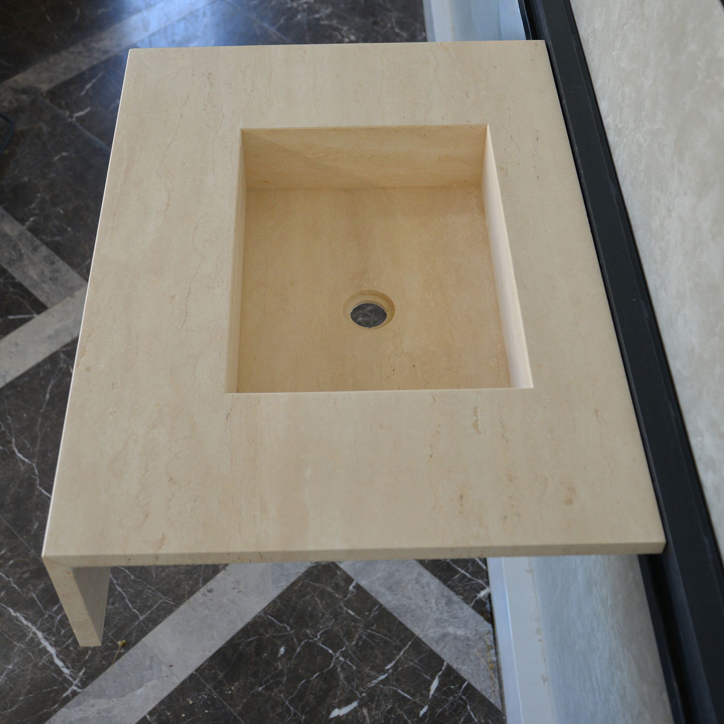 HANDCRAFTED CUSTOM TRAVERTINE SINK (TR-051)