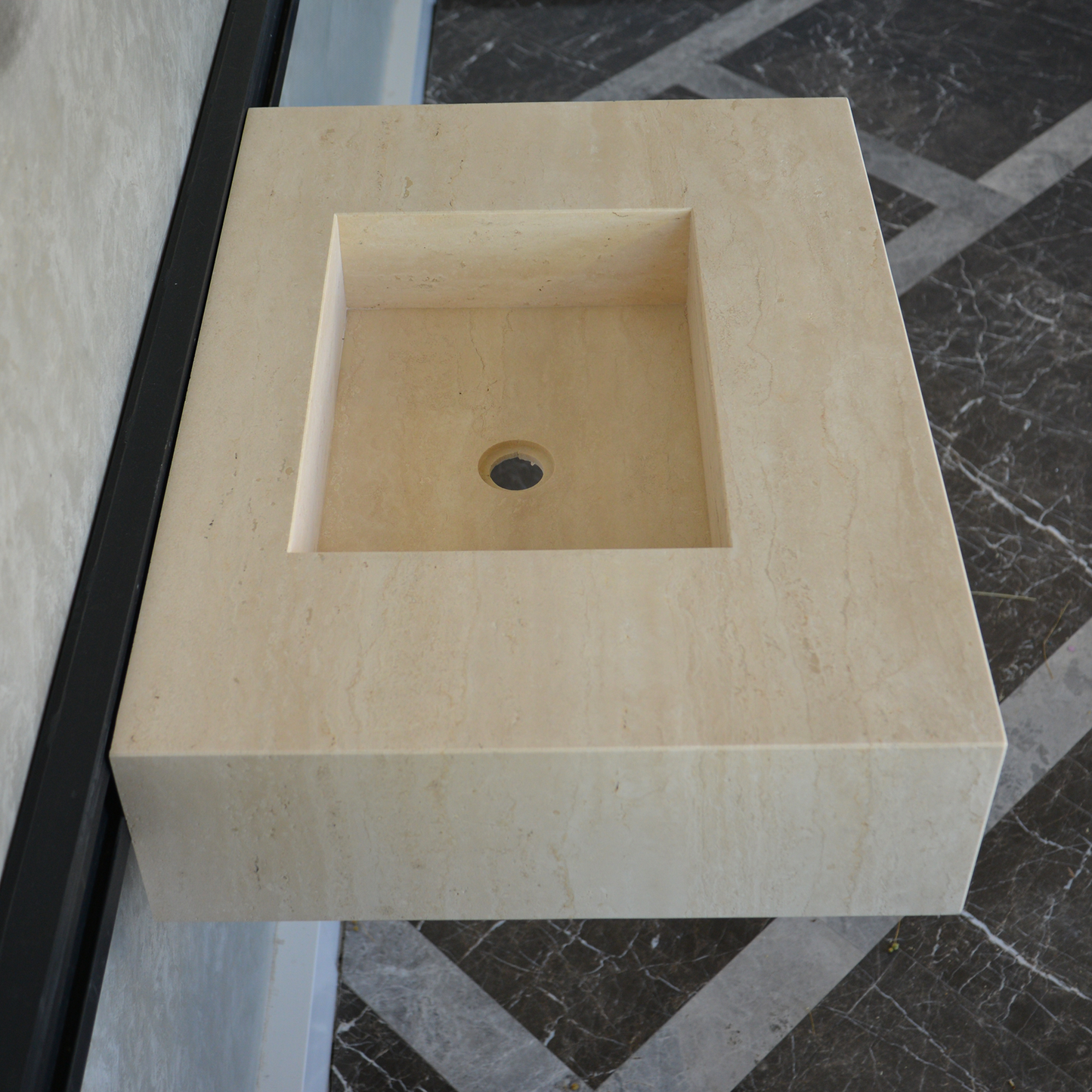 HANDCRAFTED CUSTOM TRAVERTINE SINK (TR-051)