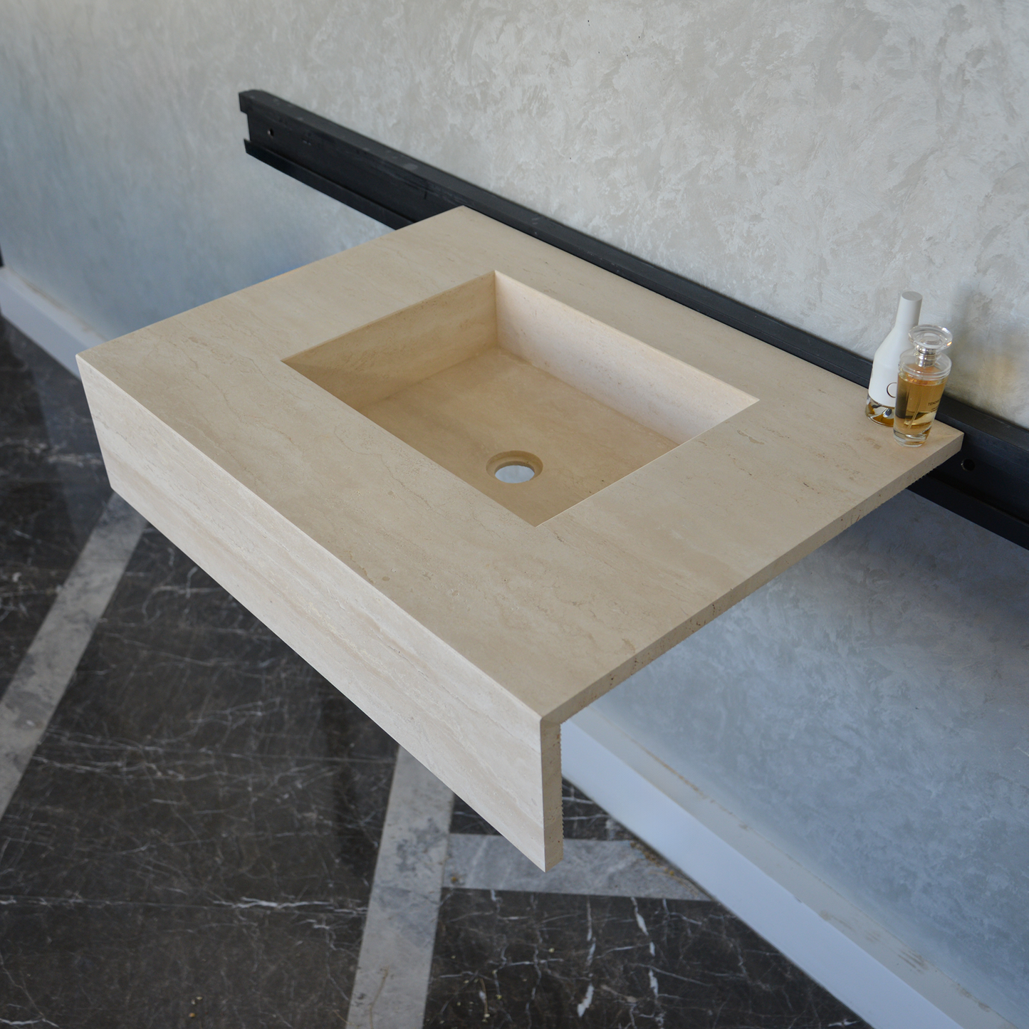 HANDCRAFTED CUSTOM TRAVERTINE SINK (TR-051)