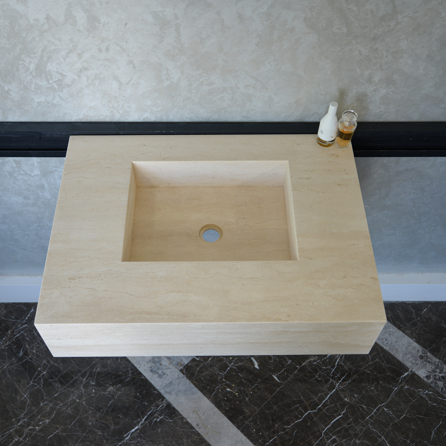 HANDCRAFTED CUSTOM TRAVERTINE SINK (TR-051)