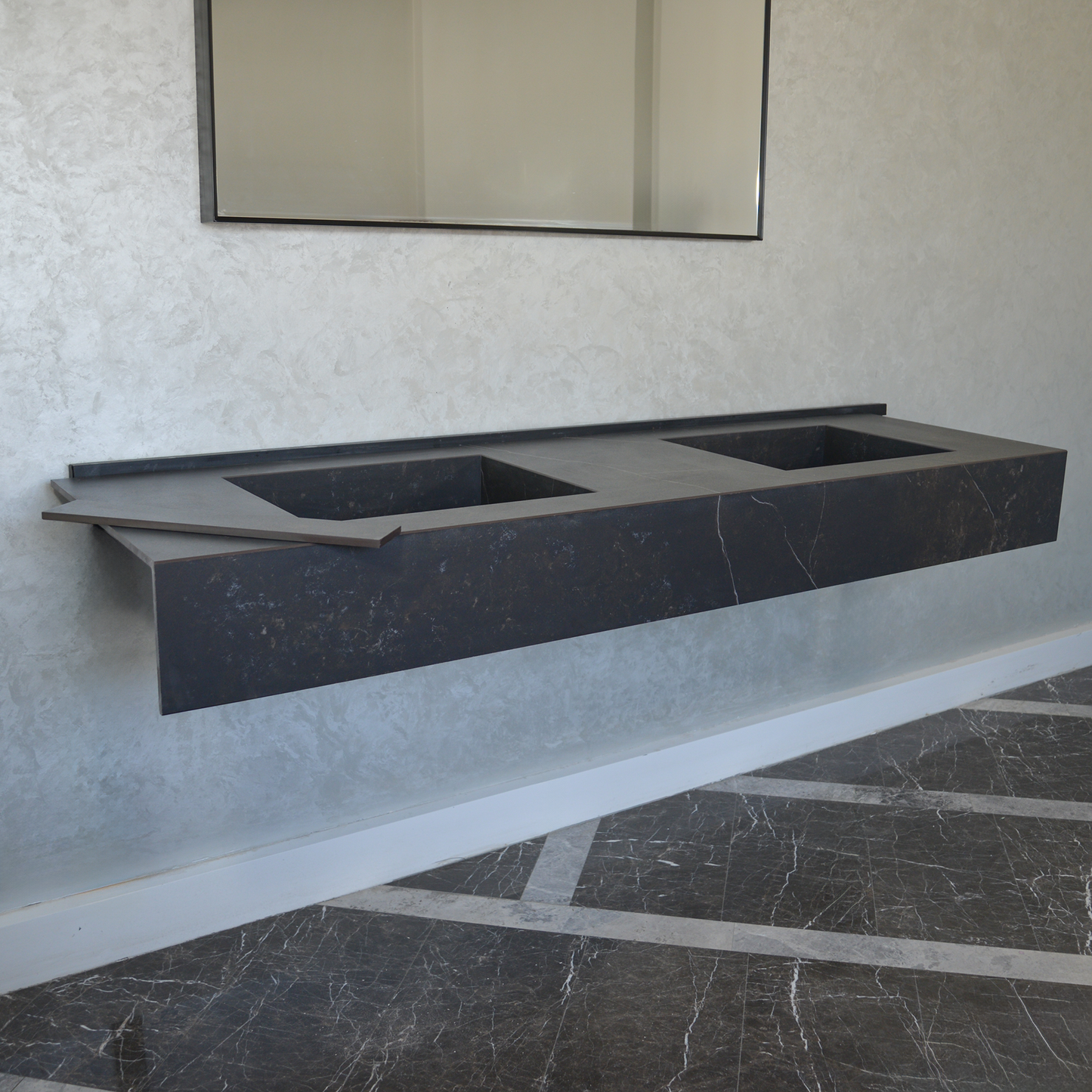 HANDCRAFTED DEKTON KELYA HIGH ENGINEERED PORCELAIN DOUBLE SINK (ES-107)