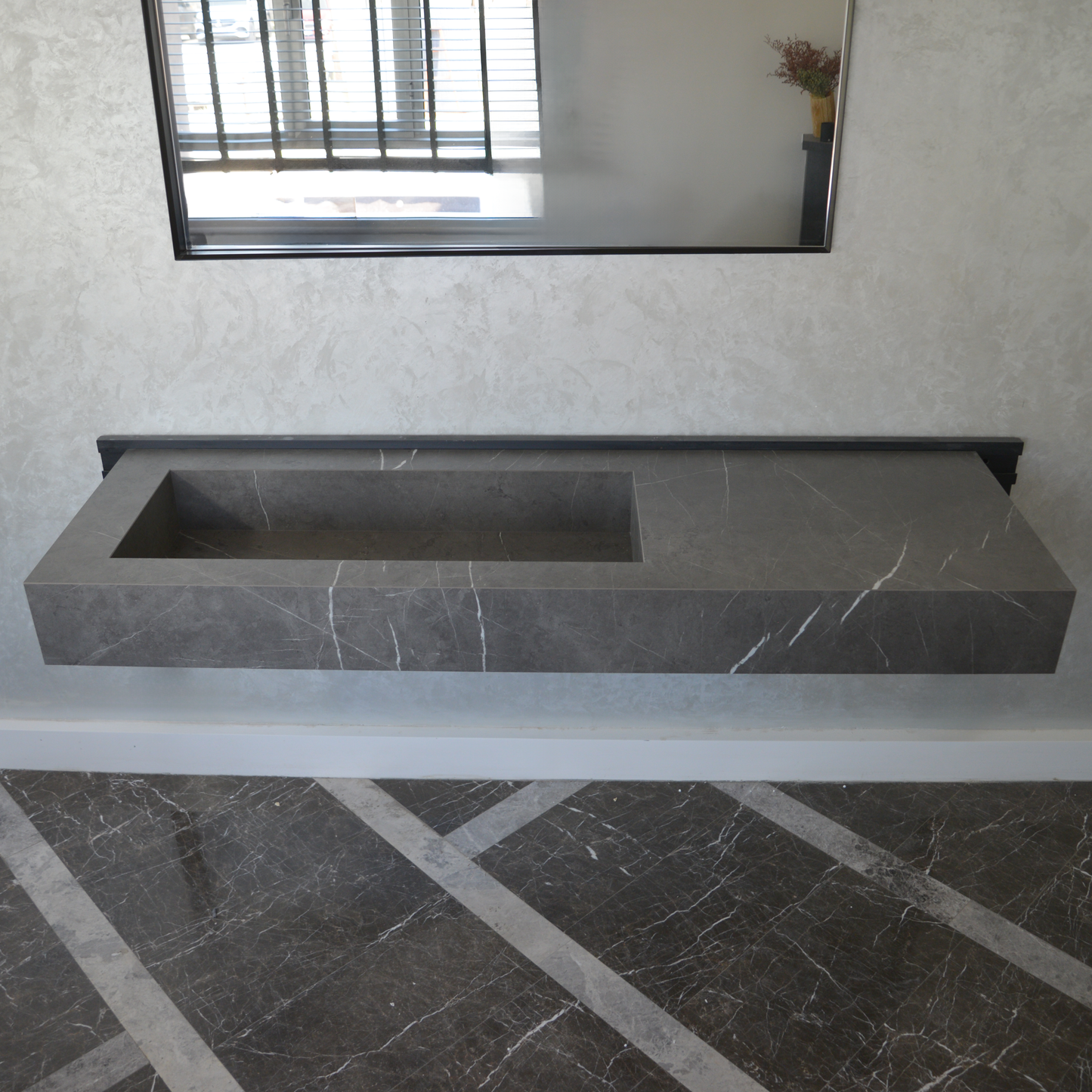 HANDCRAFTED INFINITY PIETRA GREY HIGH ENGINEERED STONE SINK (ES-084)