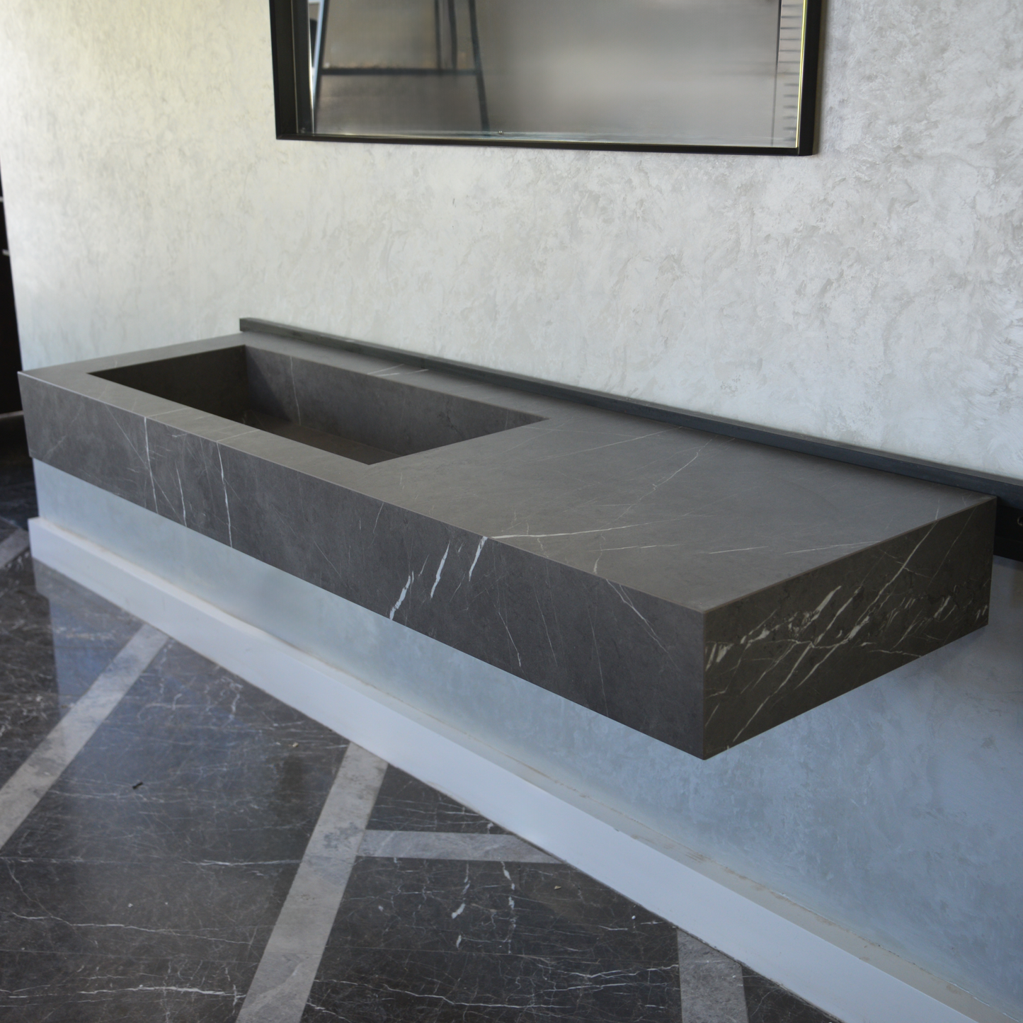 HANDCRAFTED INFINITY PIETRA GREY HIGH ENGINEERED STONE SINK (ES-084)