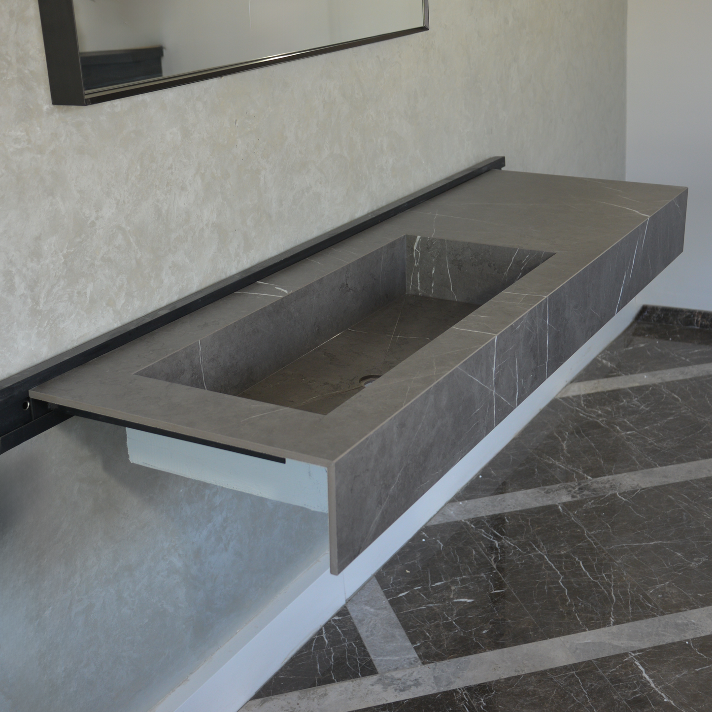 HANDCRAFTED INFINITY PIETRA GREY HIGH ENGINEERED STONE SINK (ES-084)