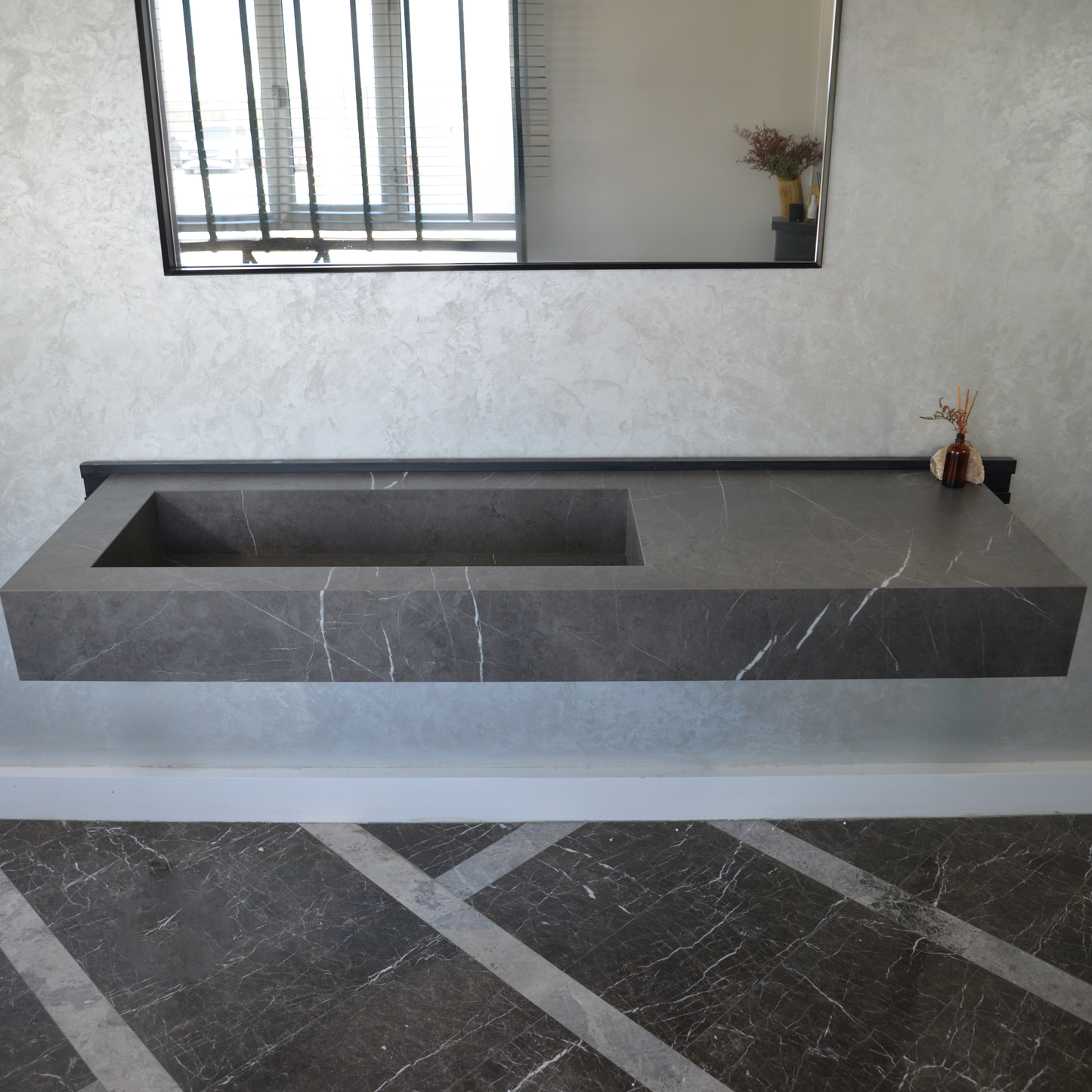 HANDCRAFTED INFINITY PIETRA GREY HIGH ENGINEERED STONE SINK (ES-084)