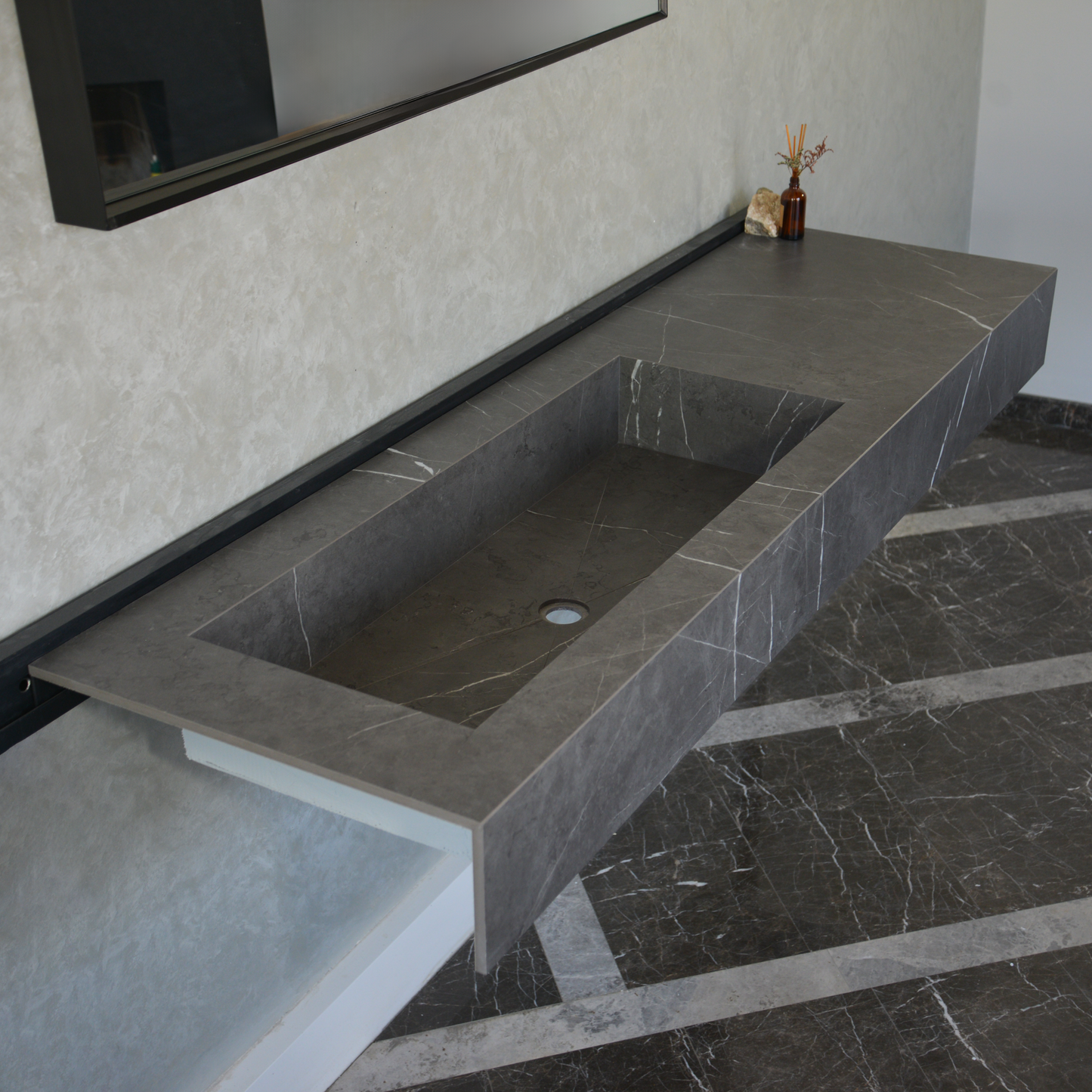 HANDCRAFTED INFINITY PIETRA GREY HIGH ENGINEERED STONE SINK (ES-084)