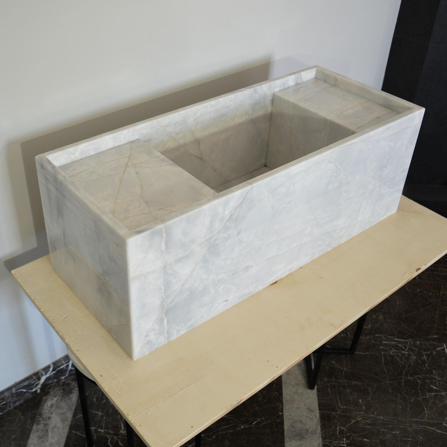 HANDCRAFTED CUSTOM JASMINE WHITE MARBLE SINK (NS-063)