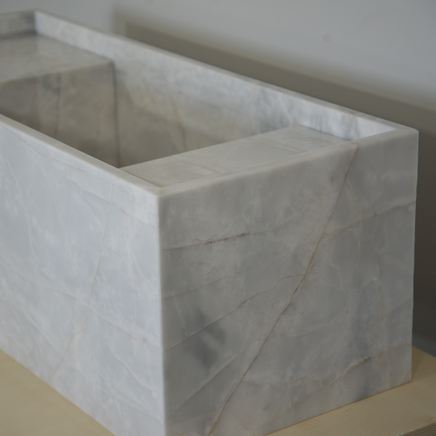 HANDCRAFTED CUSTOM JASMINE WHITE MARBLE SINK (NS-063)