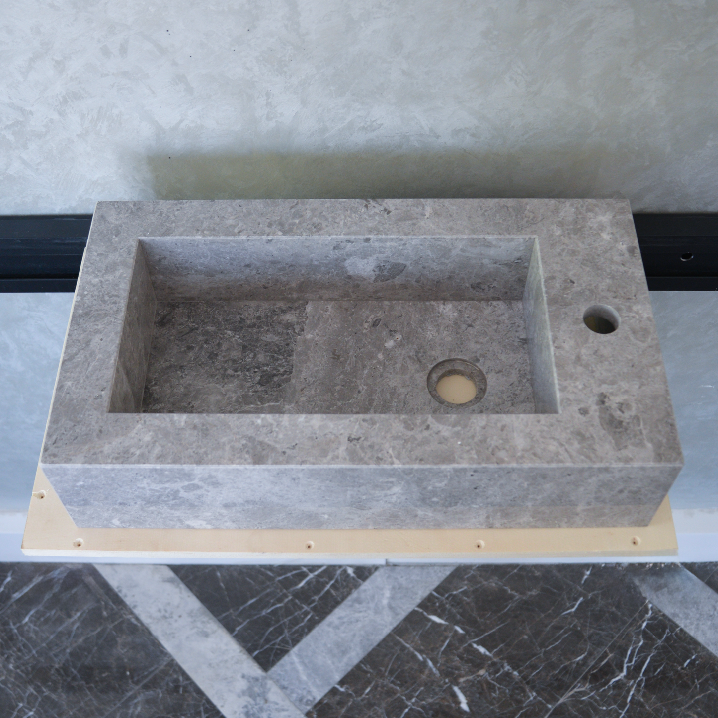 HANDCRAFTED CUSTOM TUNDRA GREY MARBLE SINK (NS-030)