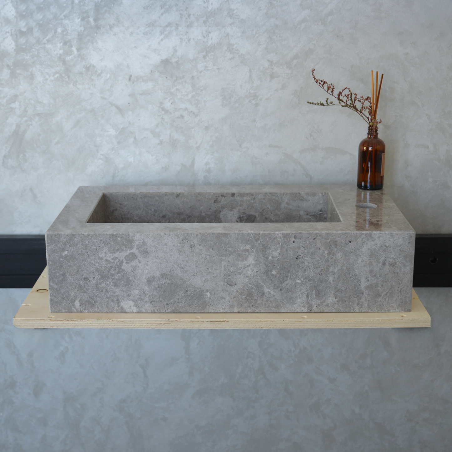 HANDCRAFTED CUSTOM TUNDRA GREY MARBLE SINK (NS-030)