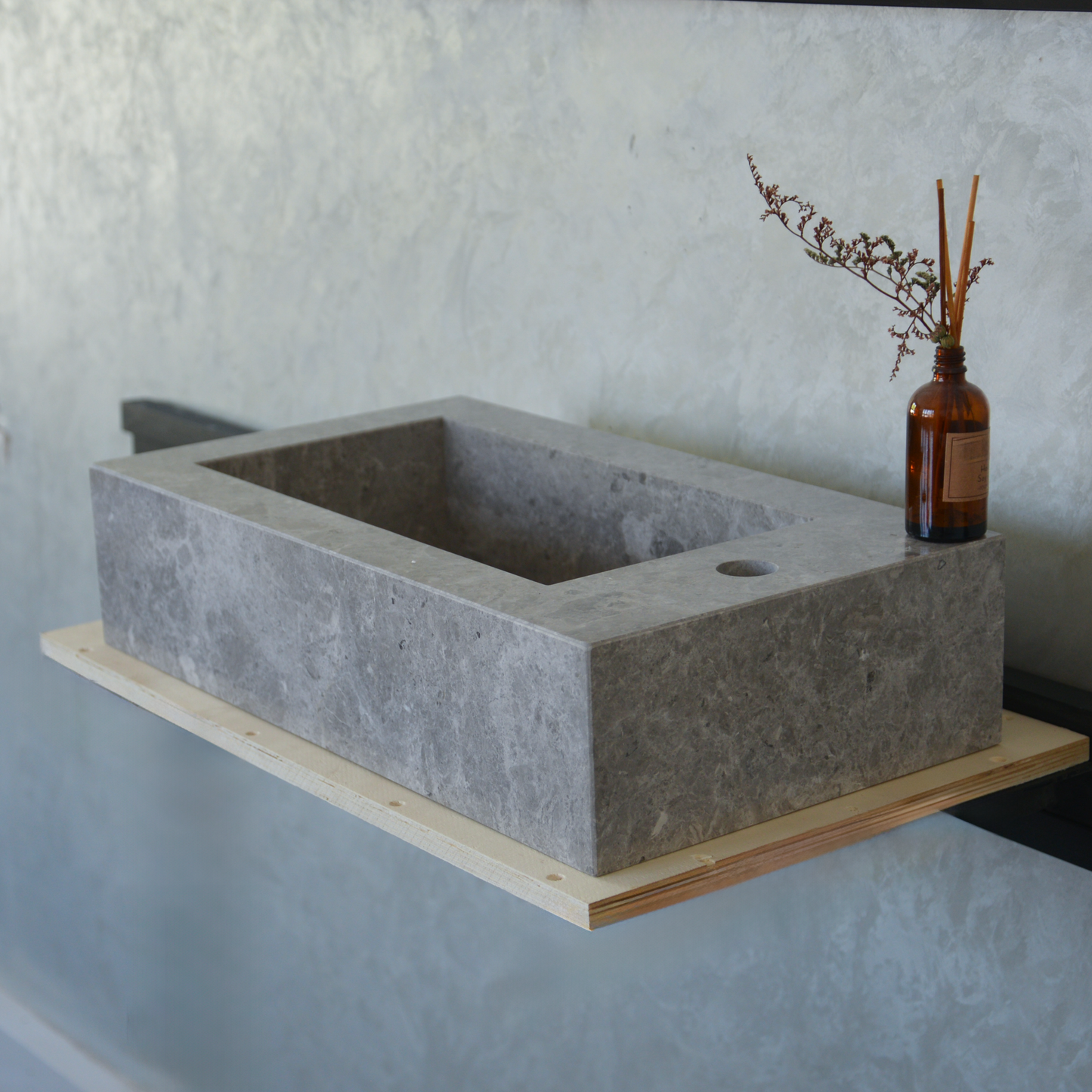 HANDCRAFTED CUSTOM TUNDRA GREY MARBLE SINK (NS-030)