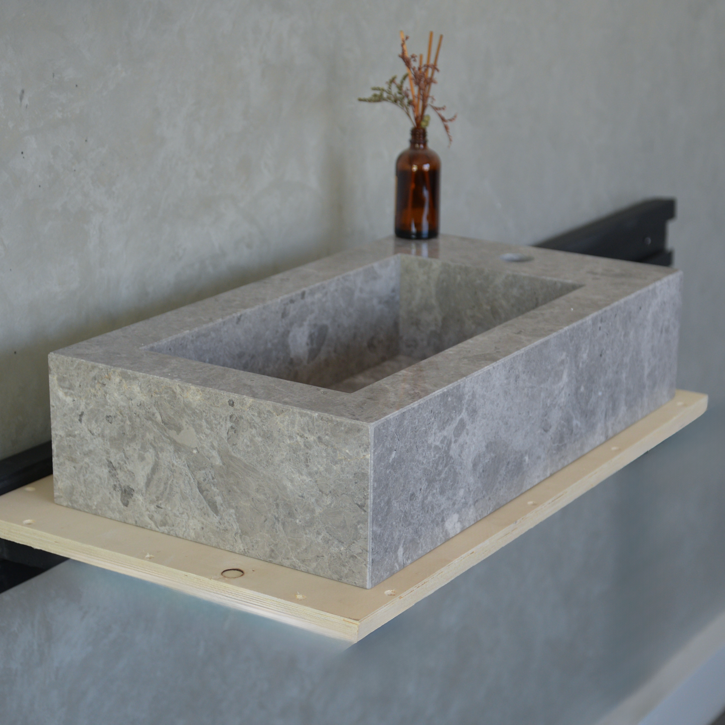 HANDCRAFTED CUSTOM TUNDRA GREY MARBLE SINK (NS-030)