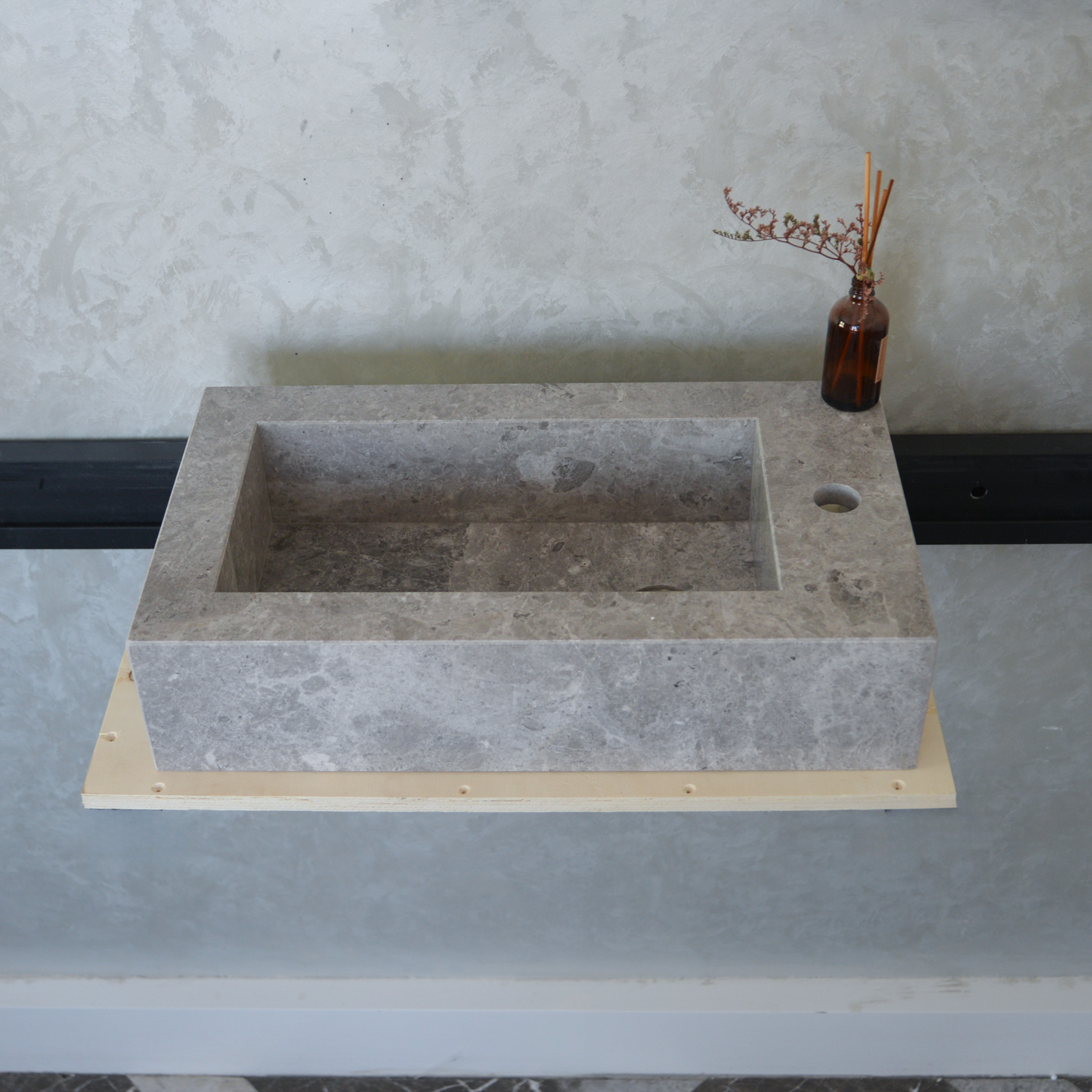 HANDCRAFTED CUSTOM TUNDRA GREY MARBLE SINK (NS-030)