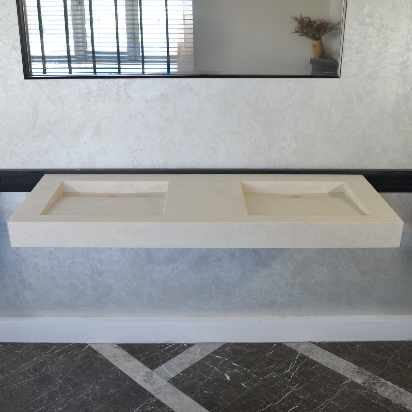 HANDCRAFTED INFINITY CHIANCA DI OSTUNI HIGH ENGINEERED PORCELAIN DOUBLE SINK (ES-053)