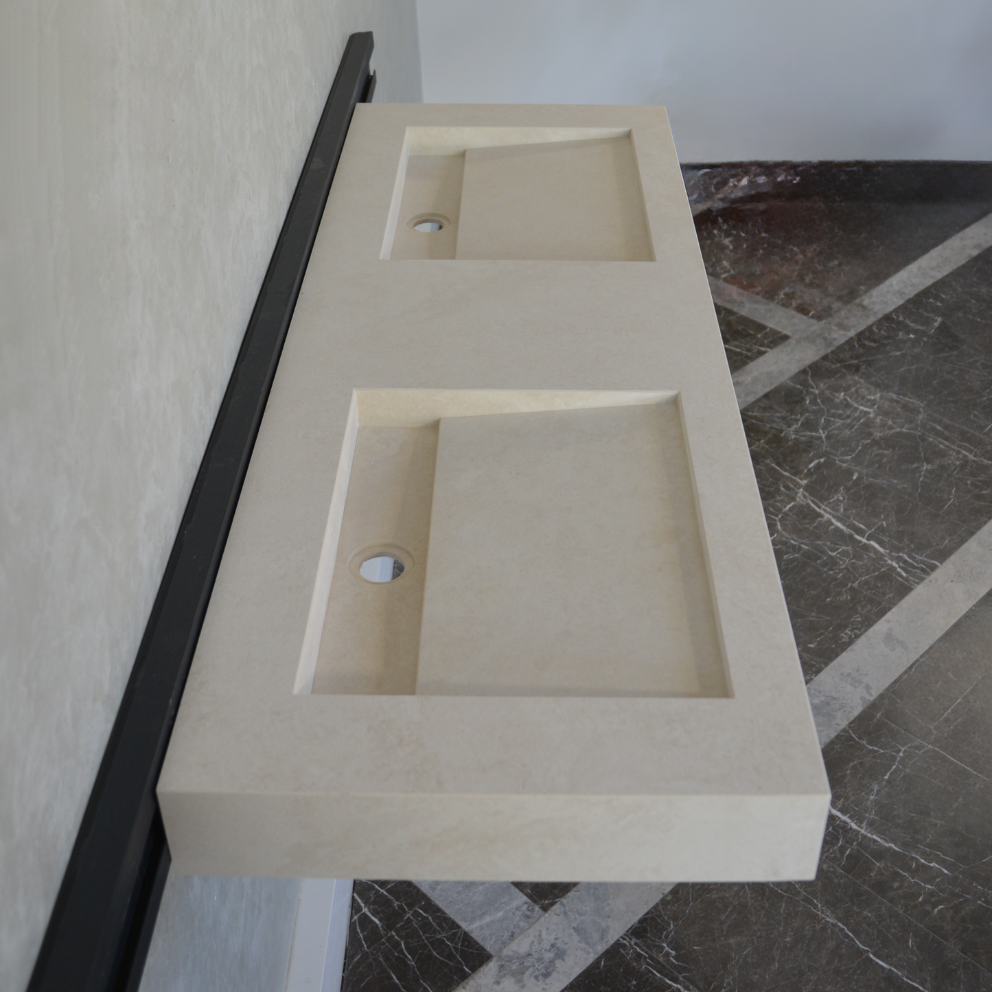 HANDCRAFTED INFINITY CHIANCA DI OSTUNI HIGH ENGINEERED PORCELAIN DOUBLE SINK (ES-053)